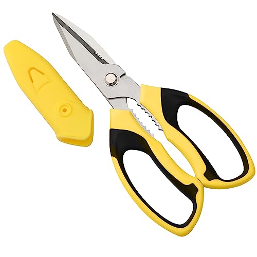 Utility Scissors Heavy Duty: sharp Scissors All Purpose heavy duty, Easy Cutting Carpet, Cardboard, Wires, Leather, Fabric - HomeDIYer