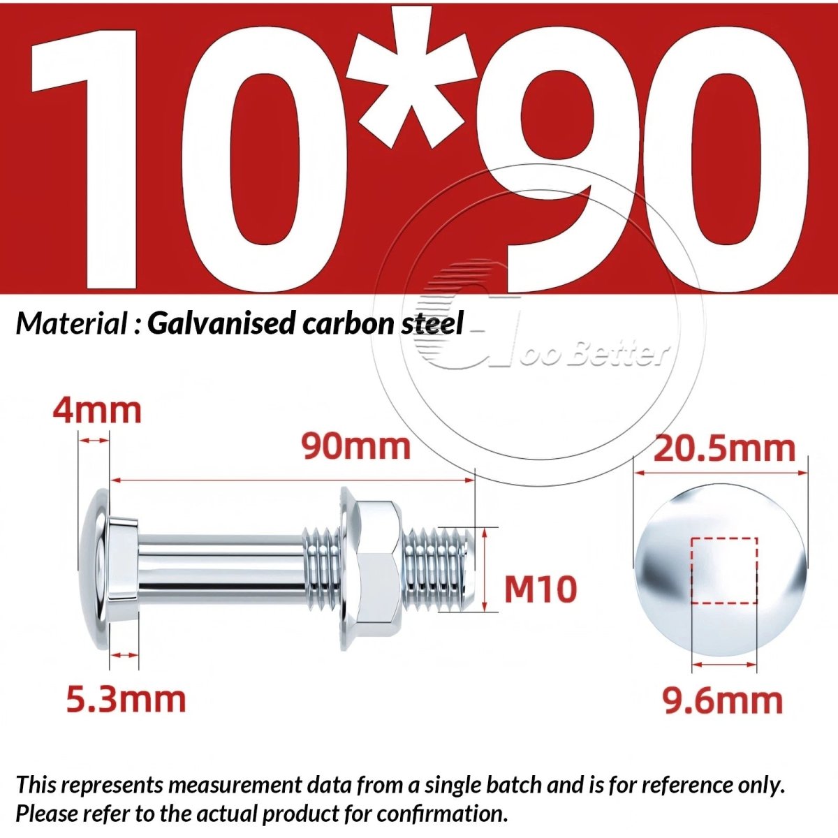 M8 M10 M12 Carriage Bolts with Hex Nuts — Zinc - Plated Steel, Full & Partial Thread - HomeDIYer