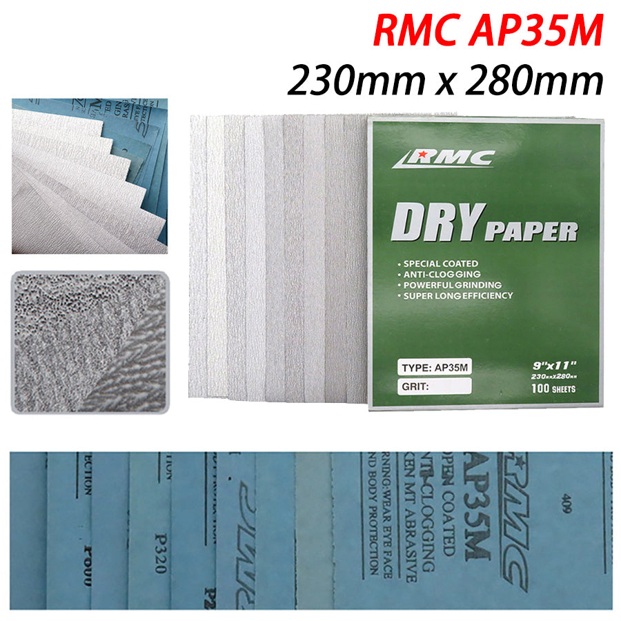 230x280mm RMC AP35M Dry Use Abrasive Sandpaper Grit 80# - 800# Sand Paper Sheets