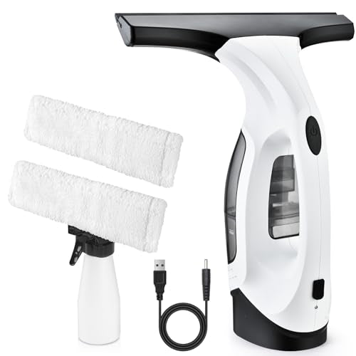 Cordless Window Vacuum Cleaner, Window Cleaner Squeegee Tool Set, Electric Windown Spray Cleaning Tool with 10 inch Squeegee Blade for Showers,Mirrors,Glass,Countertops,and Tiles, 2200mAh - HomeDIYer