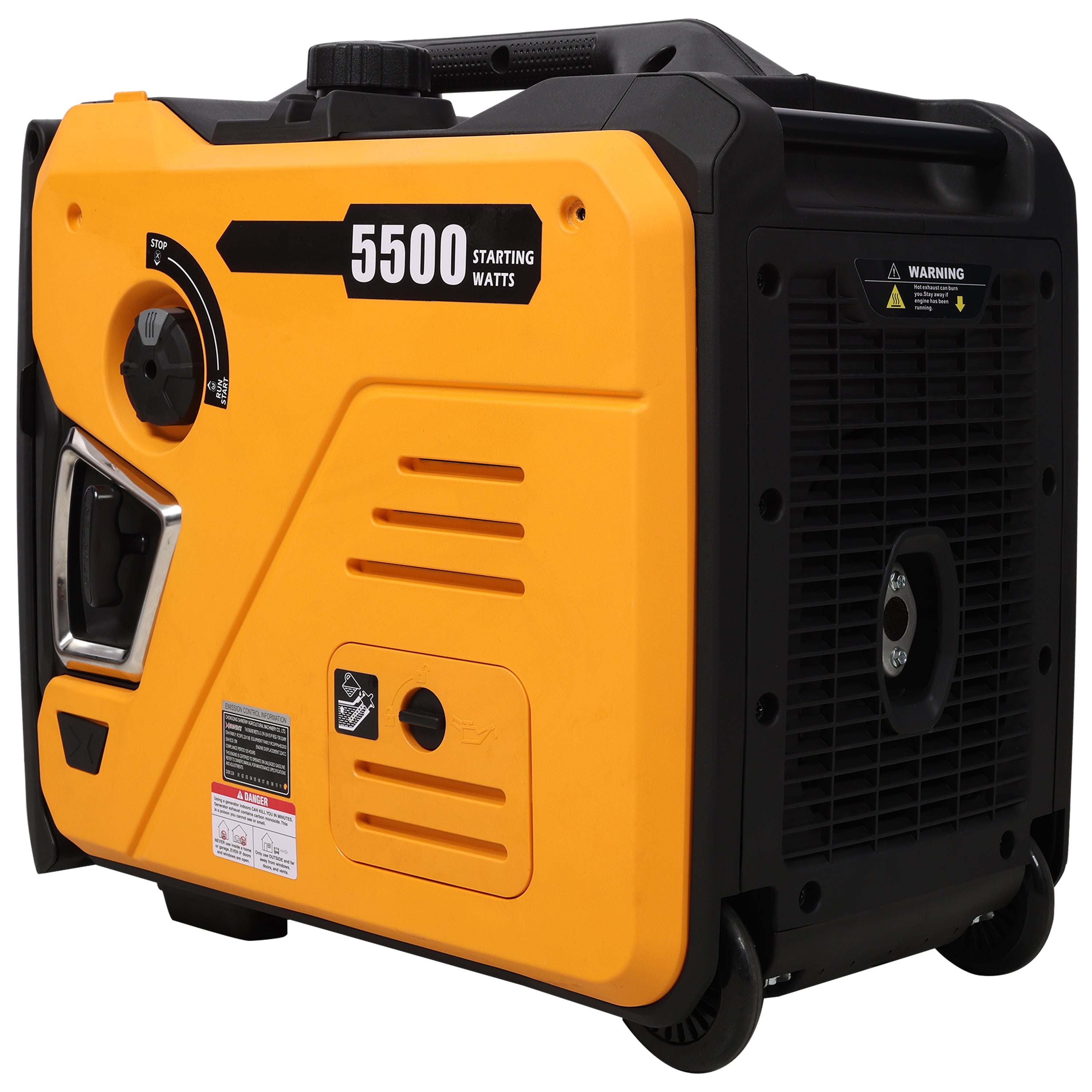 Super quiet Inverter Generator 5.5KW portable generator electric&remote start, foldable handle with wheels, 224cc 4 stroke EPA compliant