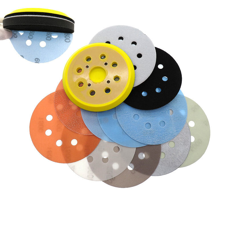 125mm 8 Hole Wet & Dry Sanding Disc 5 inch 600-5000 Grit for Car Sandpaper Pads