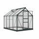 6.2ft x 8.3ft x 6.6ft Heavy‑Duty Aluminum Walk‑In Greenhouse — Polycarbonate Panels Sliding Door & Rooftop Vent Gray