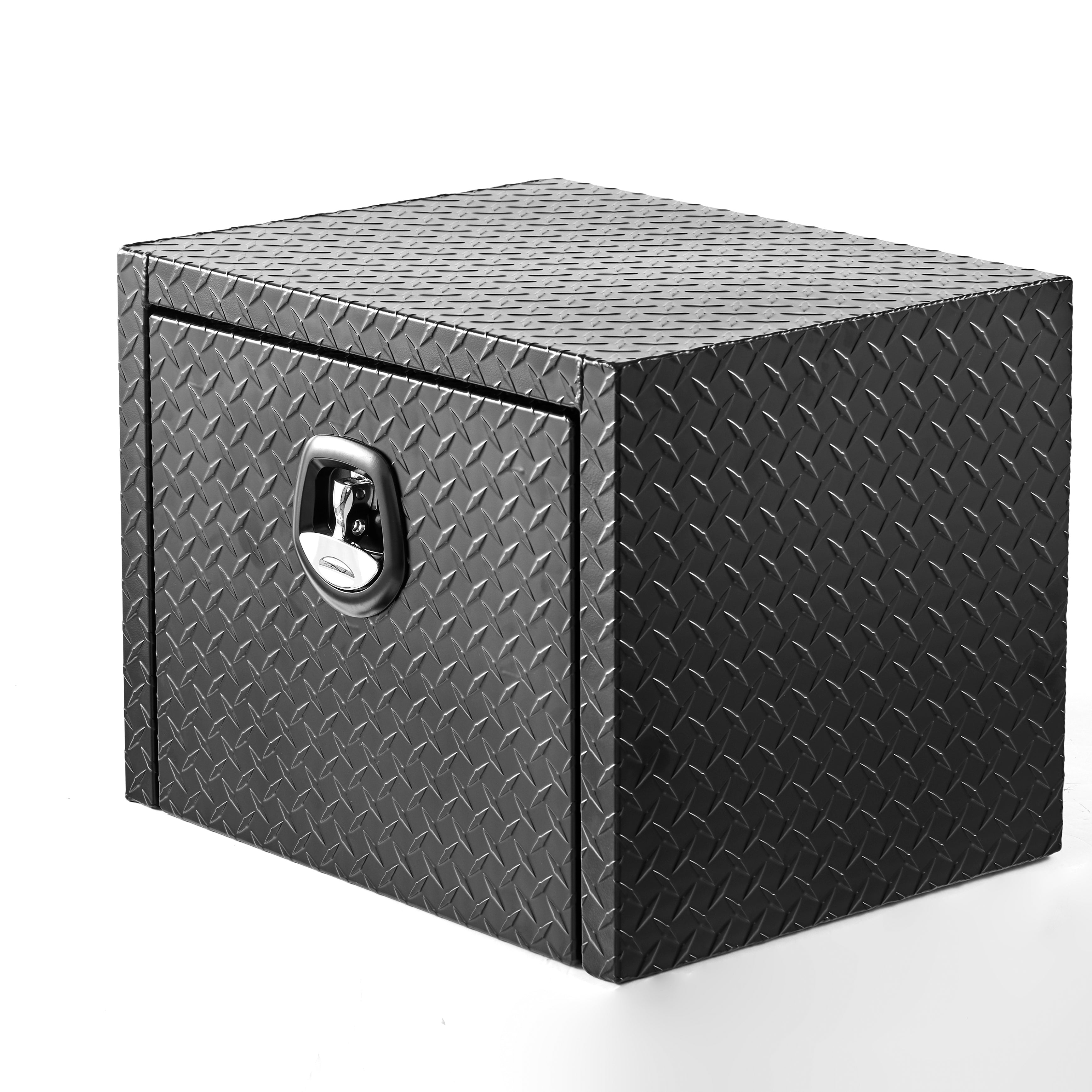24" Aluminum Underbody Truck Tool Box — Matte Black Diamond Plate, Waterproof & Lockable, Ideal for Pickup, ATV, RV