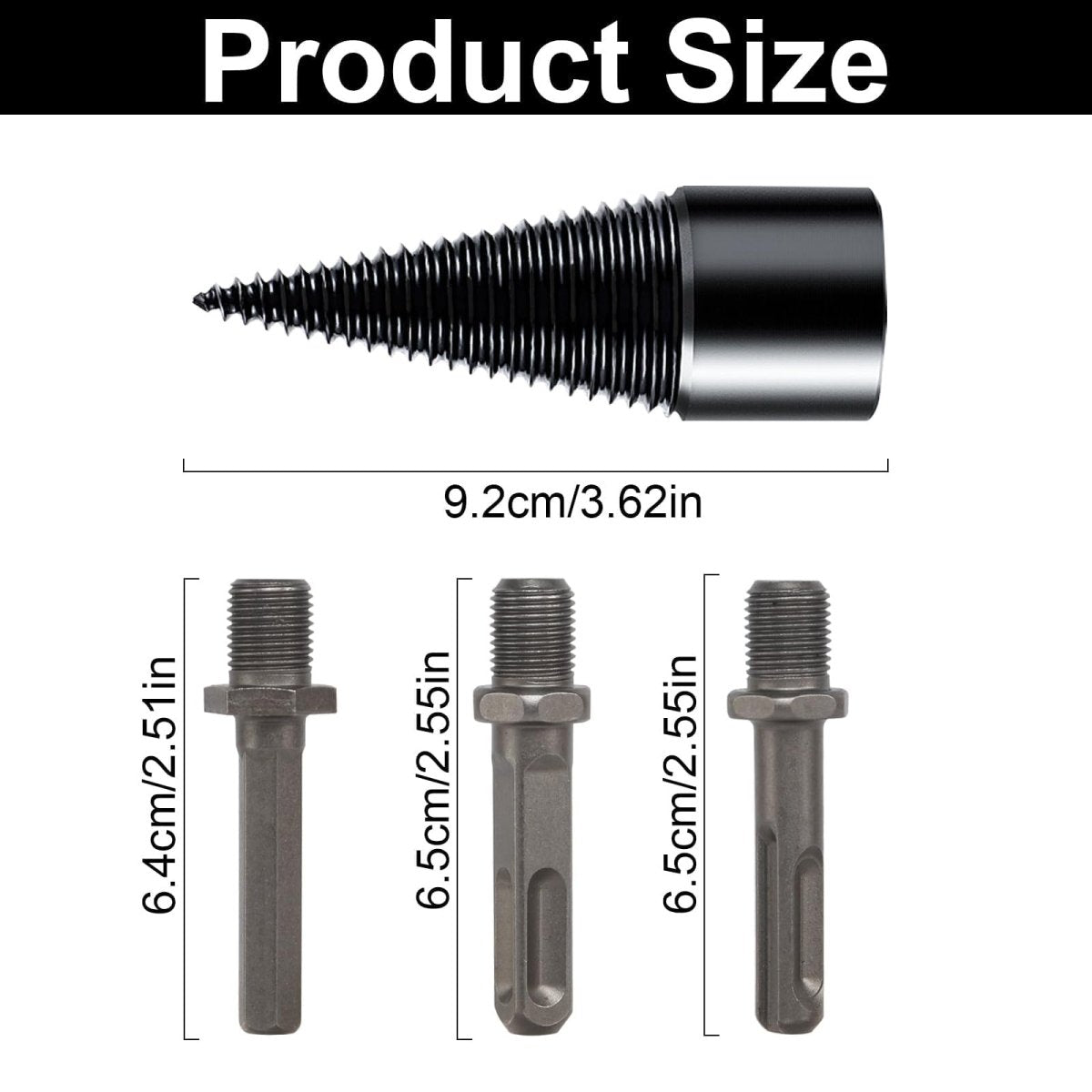 4Pcs Wood Splitter Drill Bit 42mm + 32mm with 3 Drilling Handles Log Splitter Drill Bit - HomeDIYer