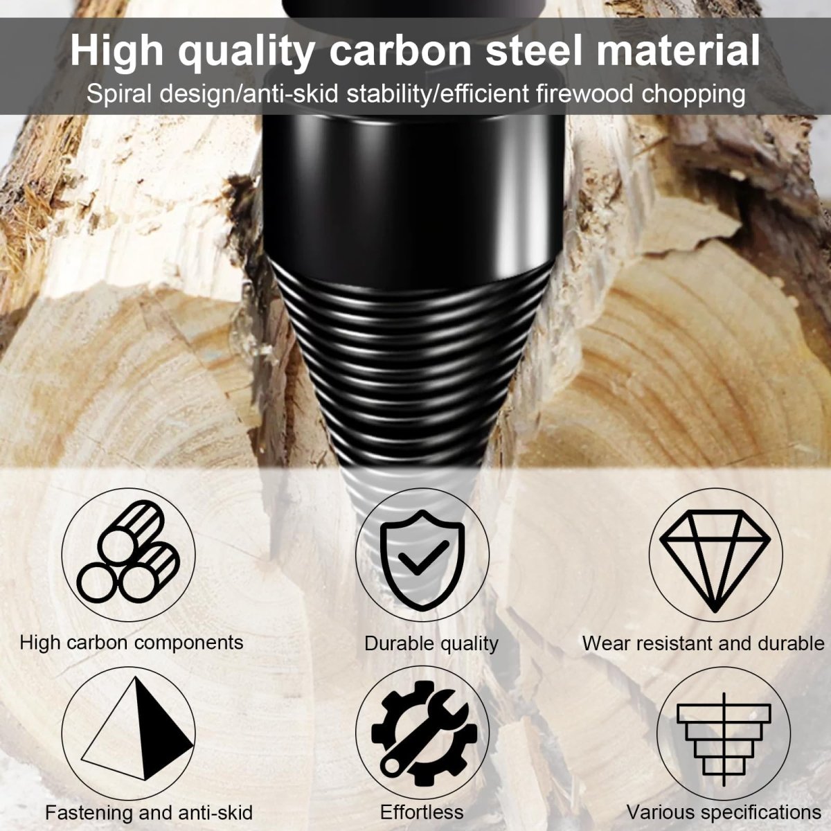 4Pcs Wood Splitter Drill Bit 42mm + 32mm with 3 Drilling Handles Log Splitter Drill Bit - HomeDIYer