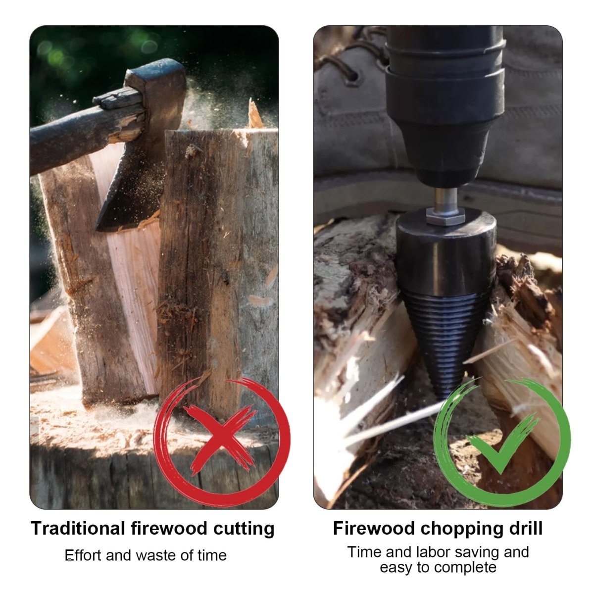 4Pcs Wood Splitter Drill Bit 42mm + 32mm with 3 Drilling Handles Log Splitter Drill Bit - HomeDIYer