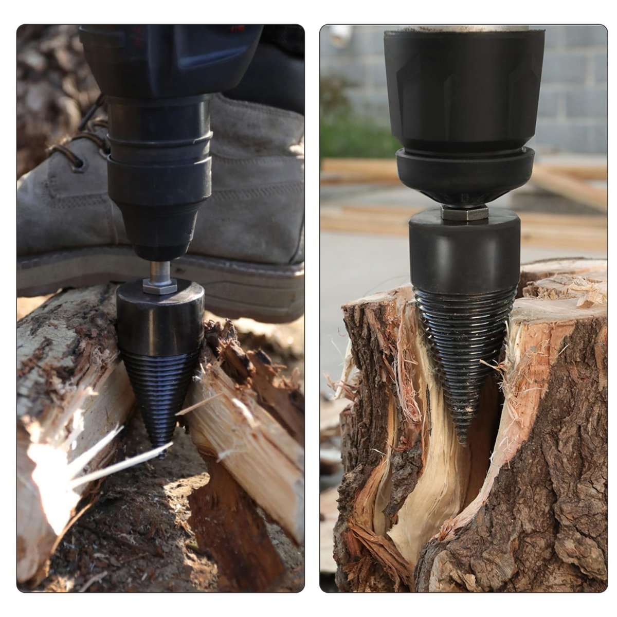 4Pcs Wood Splitter Drill Bit 42mm + 32mm with 3 Drilling Handles Log Splitter Drill Bit - HomeDIYer