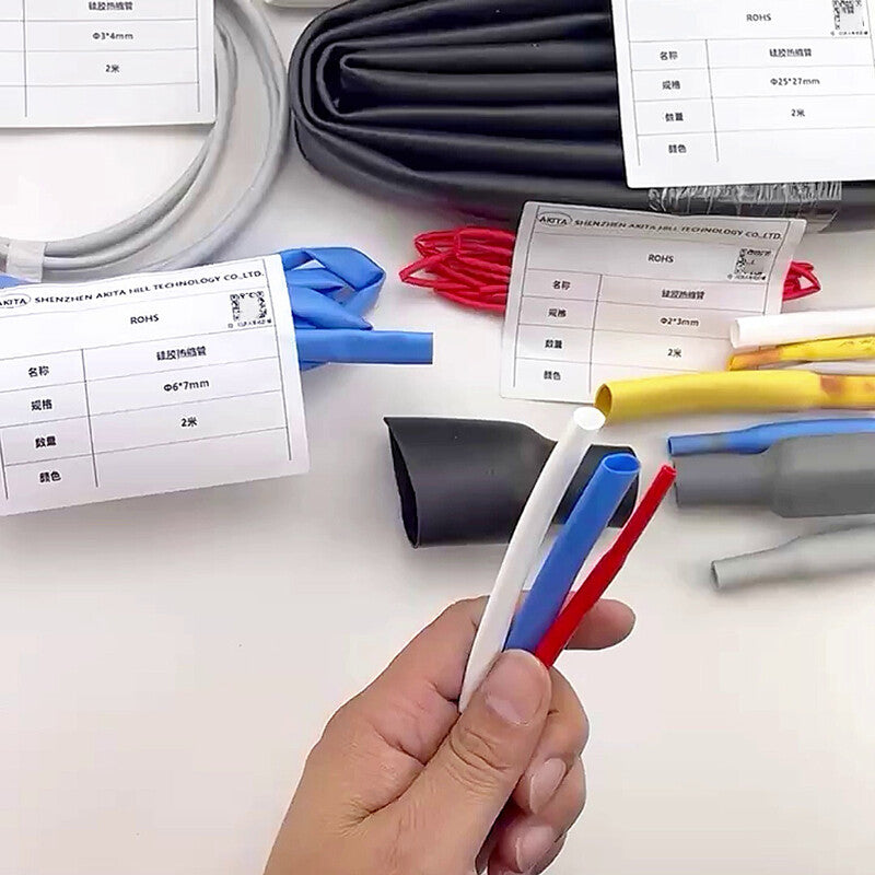 Silicone Heat Shrink Tubing – Flexible Electrical Sleeving, Ø 0.8–40mm, 6 Colors