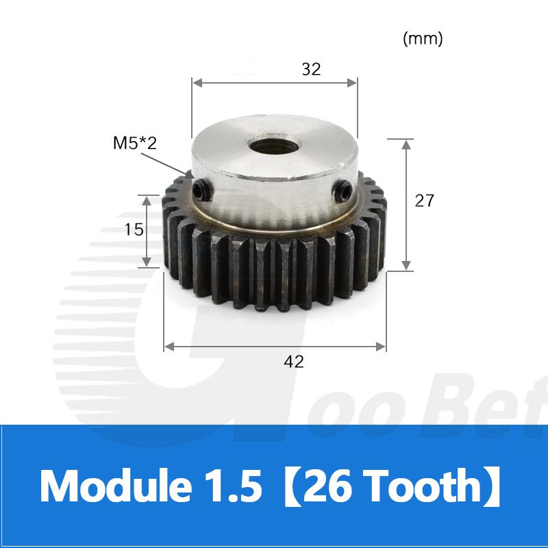 Spur Gear C45 Steel Mod 1.5 with Hub 12-60 Tooth Motor Pinion Hardened Precision