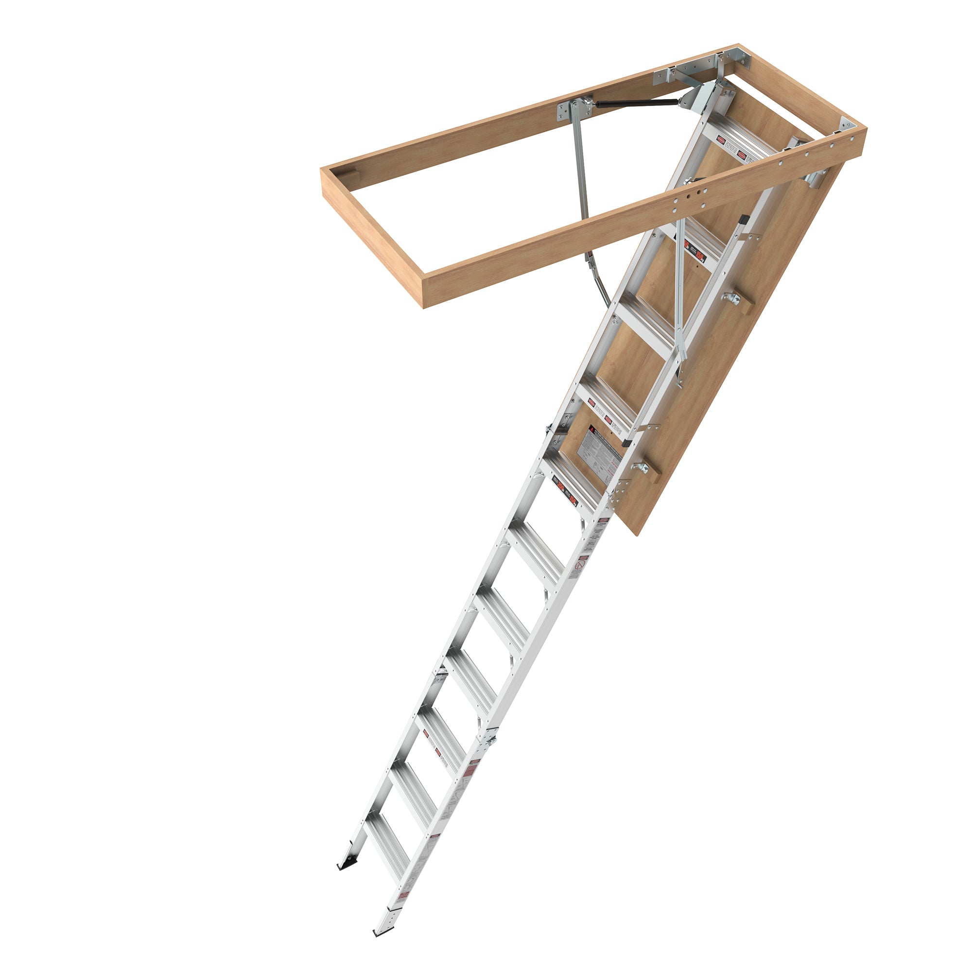 Aluminum Attic Ladder – 350 lb Capacity, 22.5" x 54" Opening, Fits 7'8" to 10'3" Ceilings, Metallic Grey