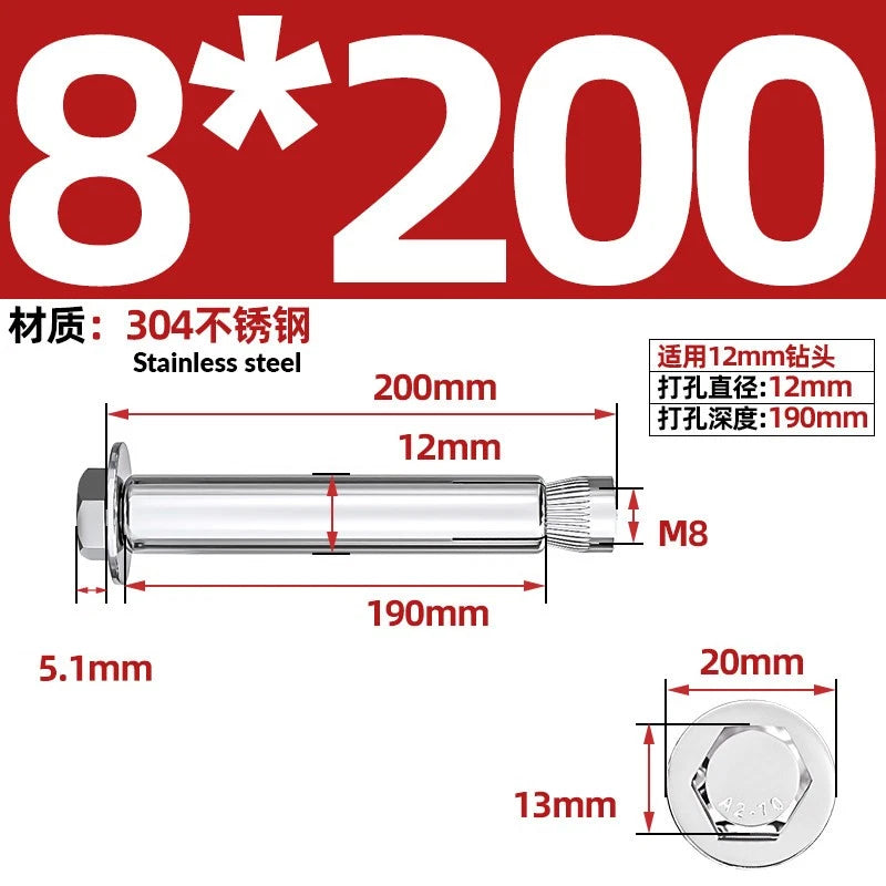 Stainless Steel Masonry Concrete Expansion Anchor Bolt — M6 M8 M10 M12 M16 | 304 & 201 SS