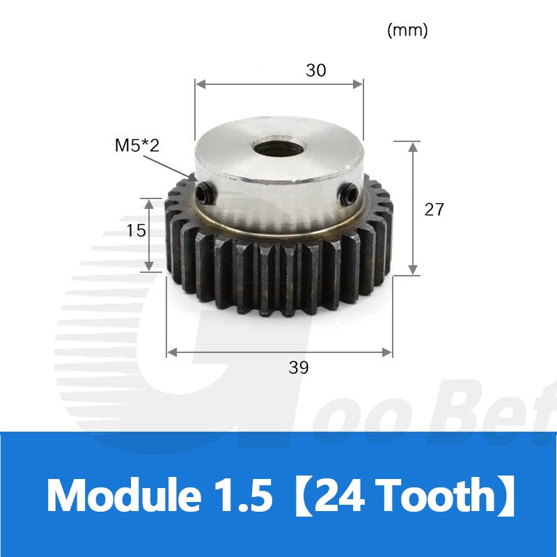 Spur Gear C45 Steel Mod 1.5 with Hub 12-60 Tooth Motor Pinion Hardened Precision