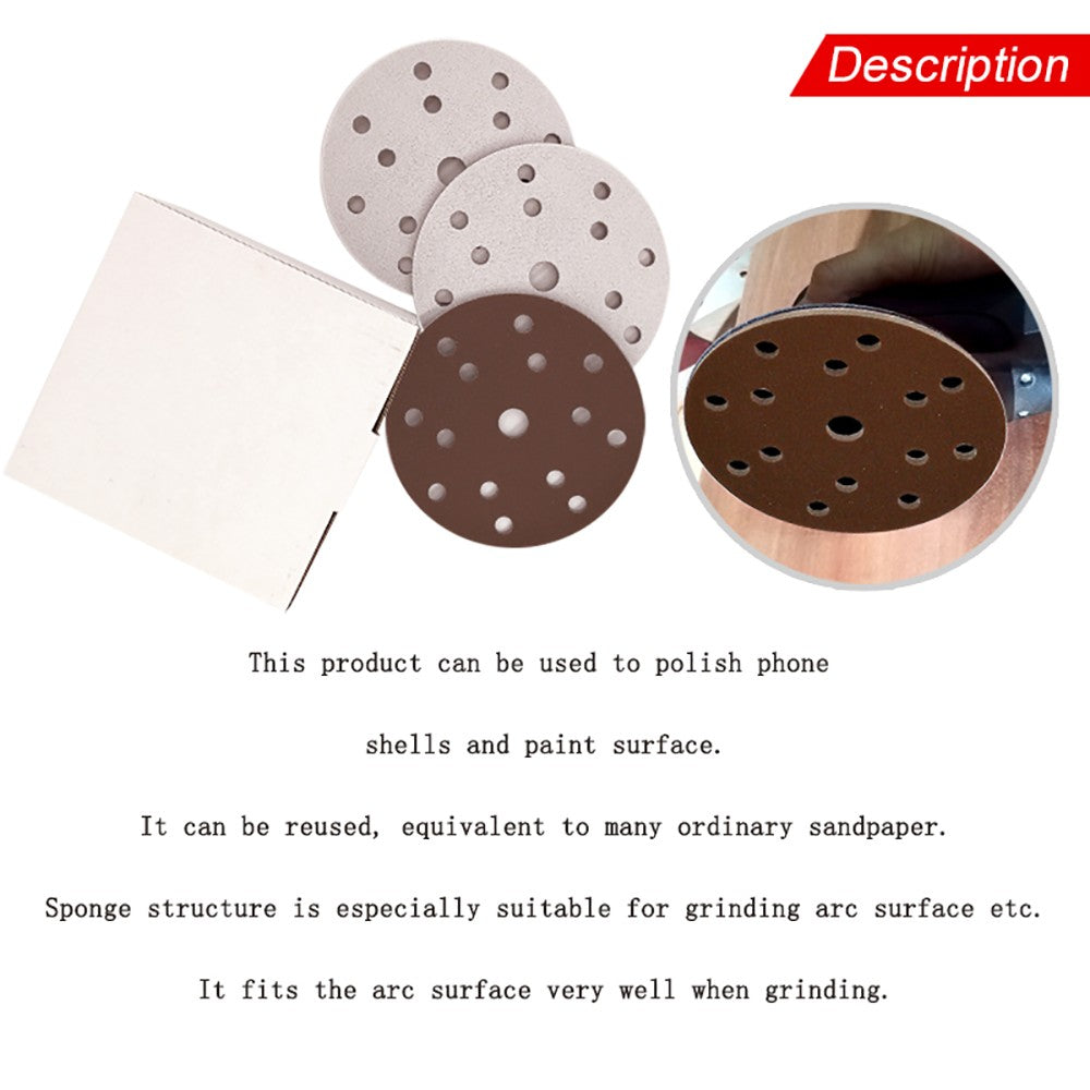 6"（150mm）Hook & Loop Sponge Sandpaper 15 Hole Red Sanding Discs 300 - 2000 Grit