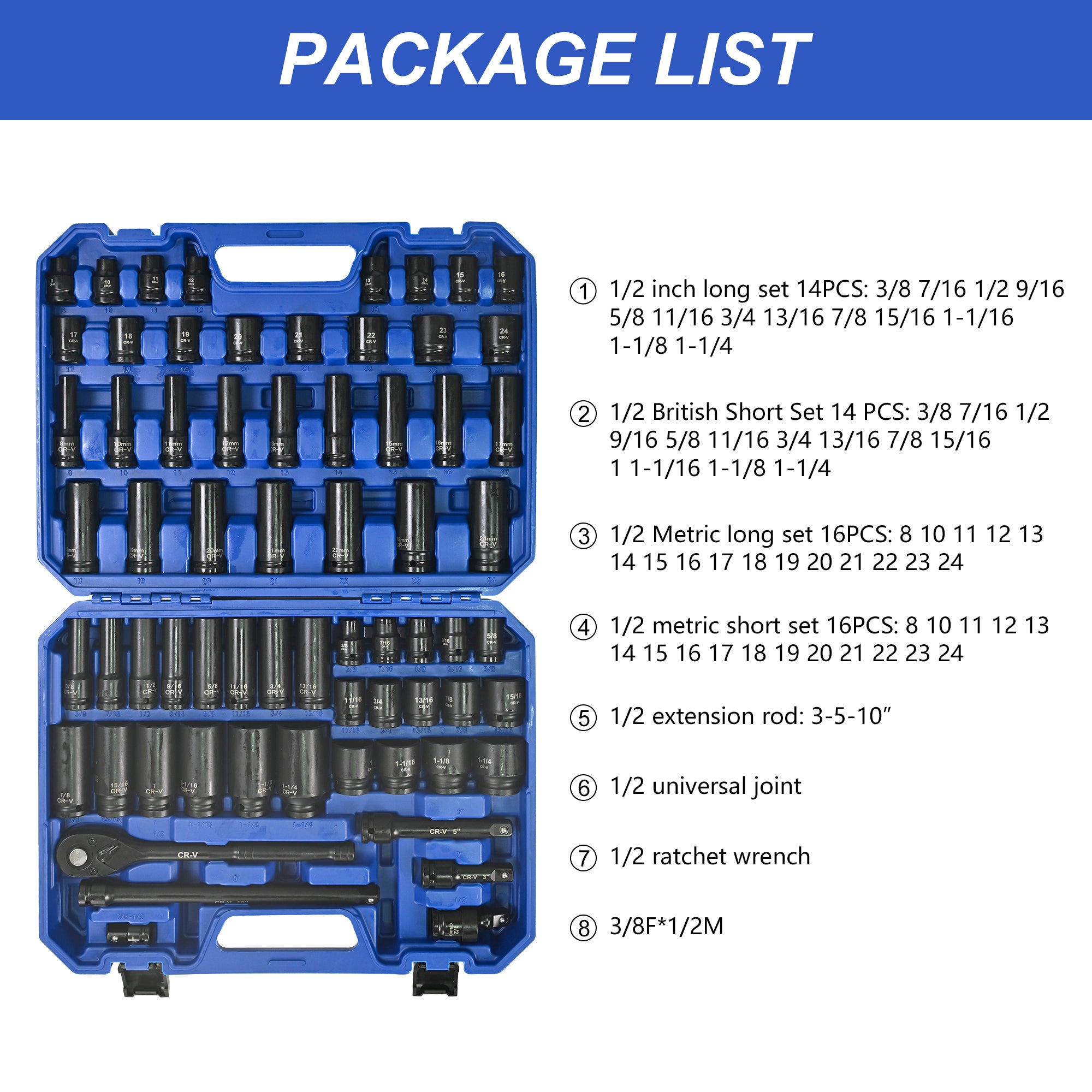 66-Piece Air Tool & Accessories Kit – Pneumatic Tool Set with Ratchet Wrenches