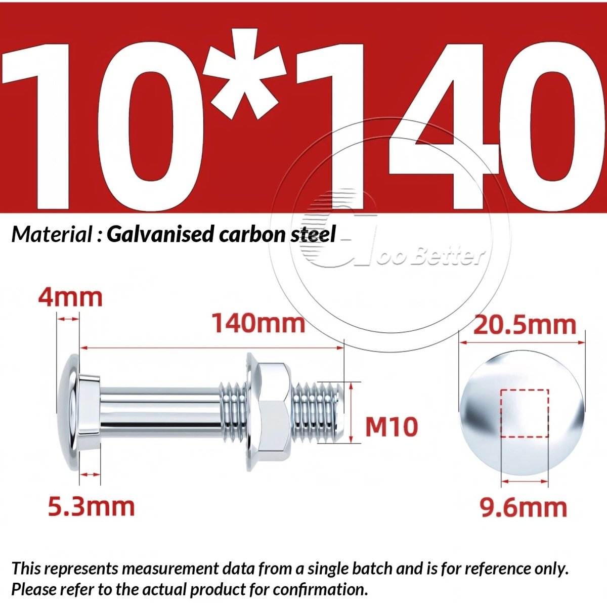 M8 M10 M12 Carriage Bolts with Hex Nuts — Zinc - Plated Steel, Full & Partial Thread - HomeDIYer