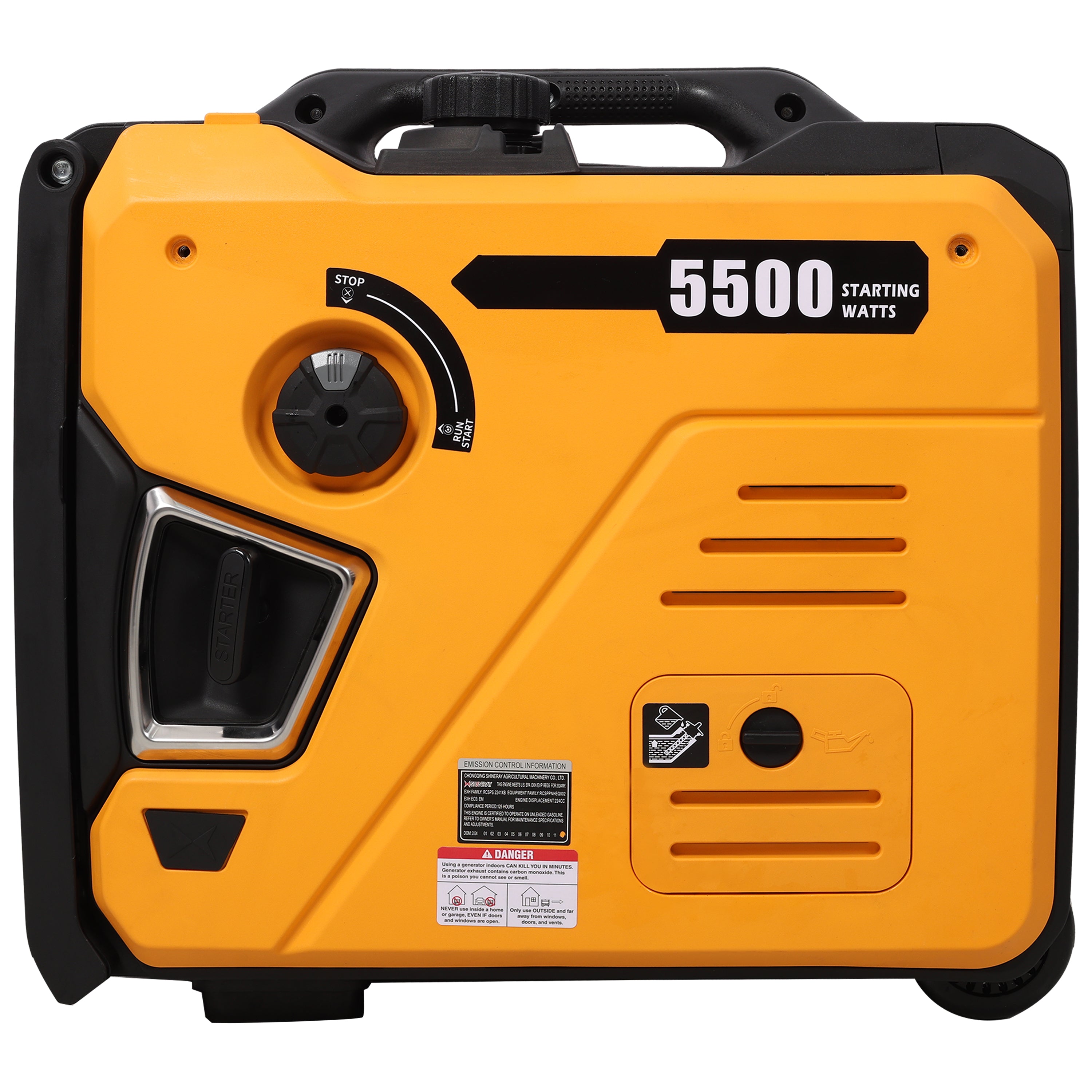 Super quiet Inverter Generator 5.5KW portable generator electric&remote start, foldable handle with wheels, 224cc 4 stroke EPA compliant