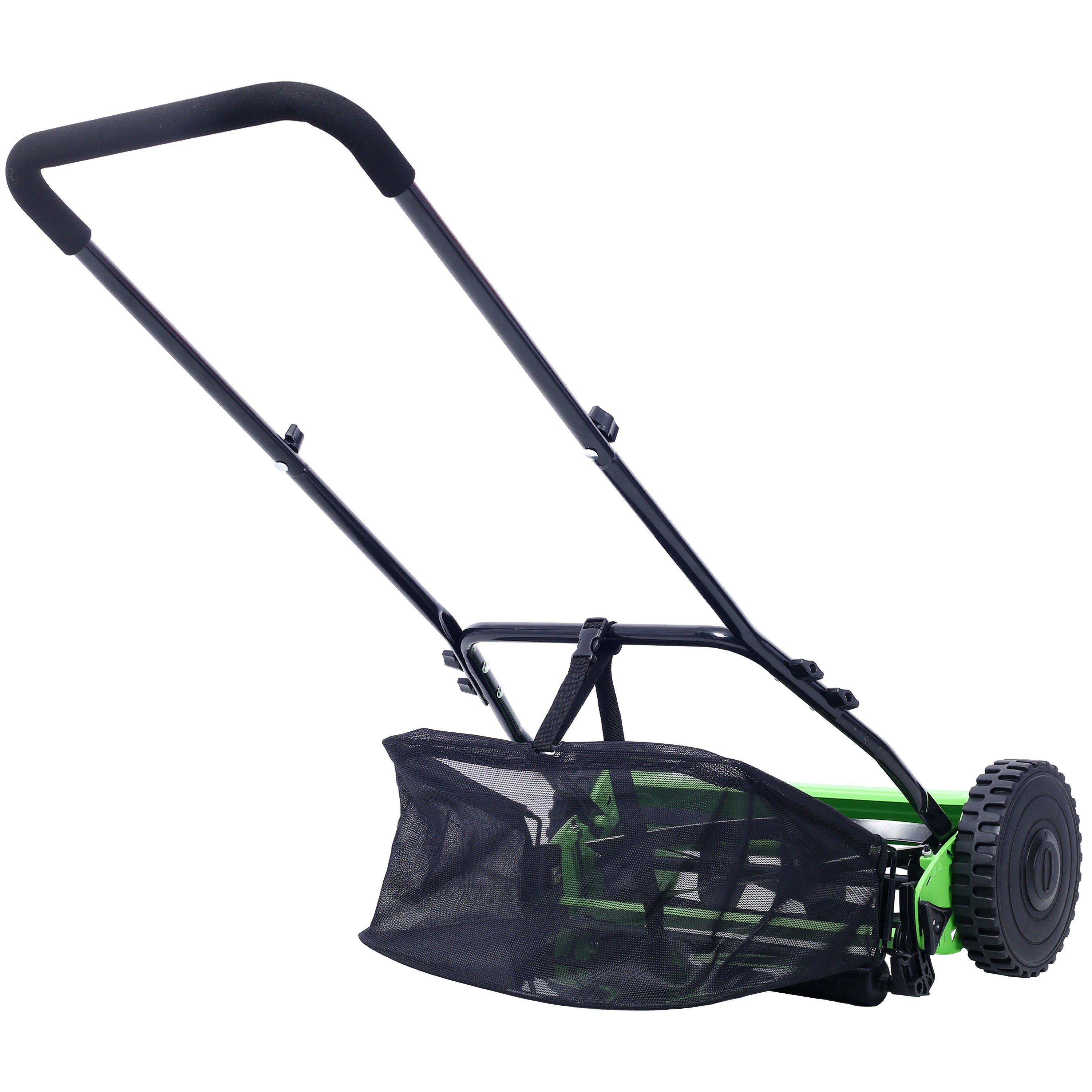 16-Inch 5-Blade Push Reel Lawn Mower with Grass Catcher, BLUE COLOR