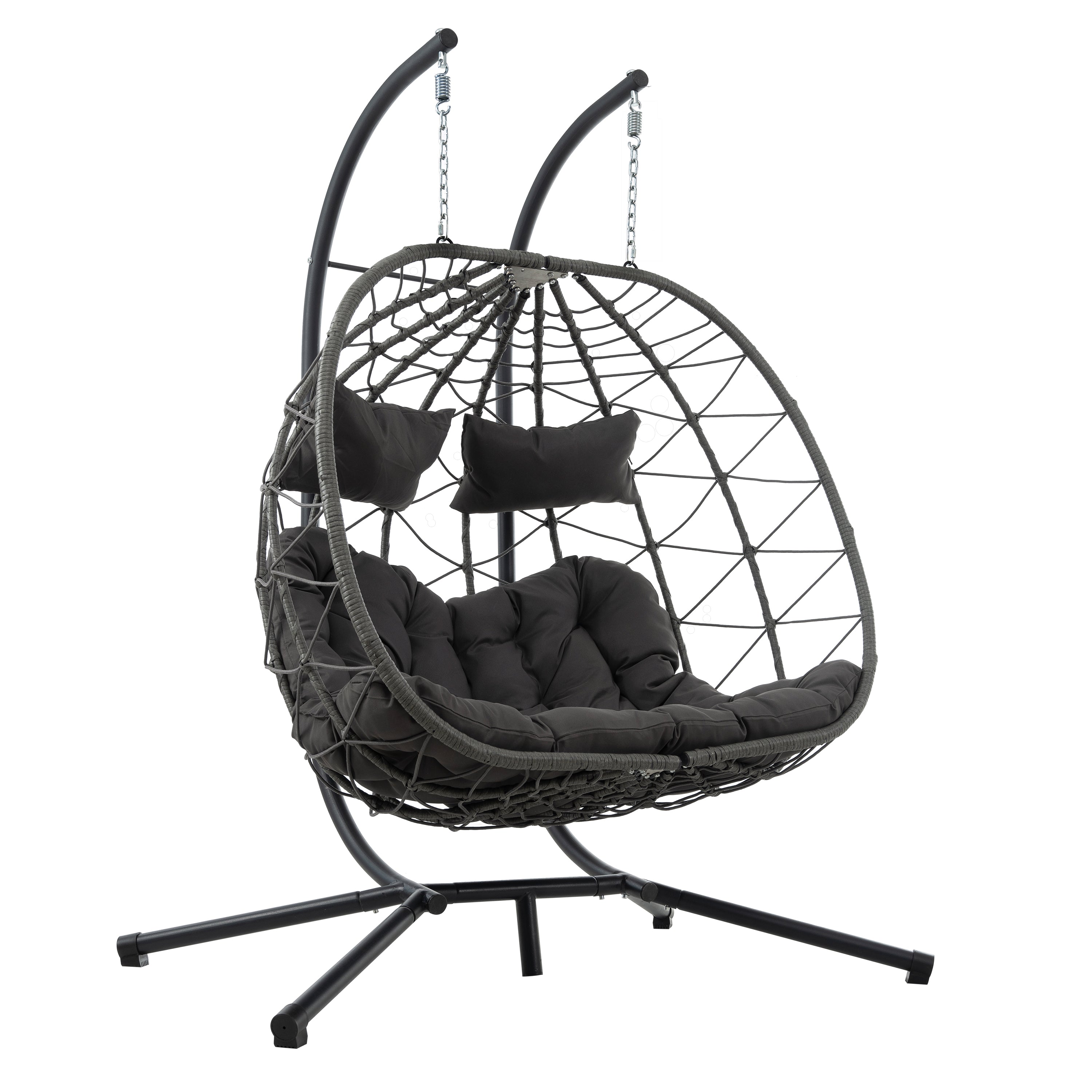 2-Person Egg Chair with Stand – Wicker Hanging Swing Chair for Patio, Garden & Balcony