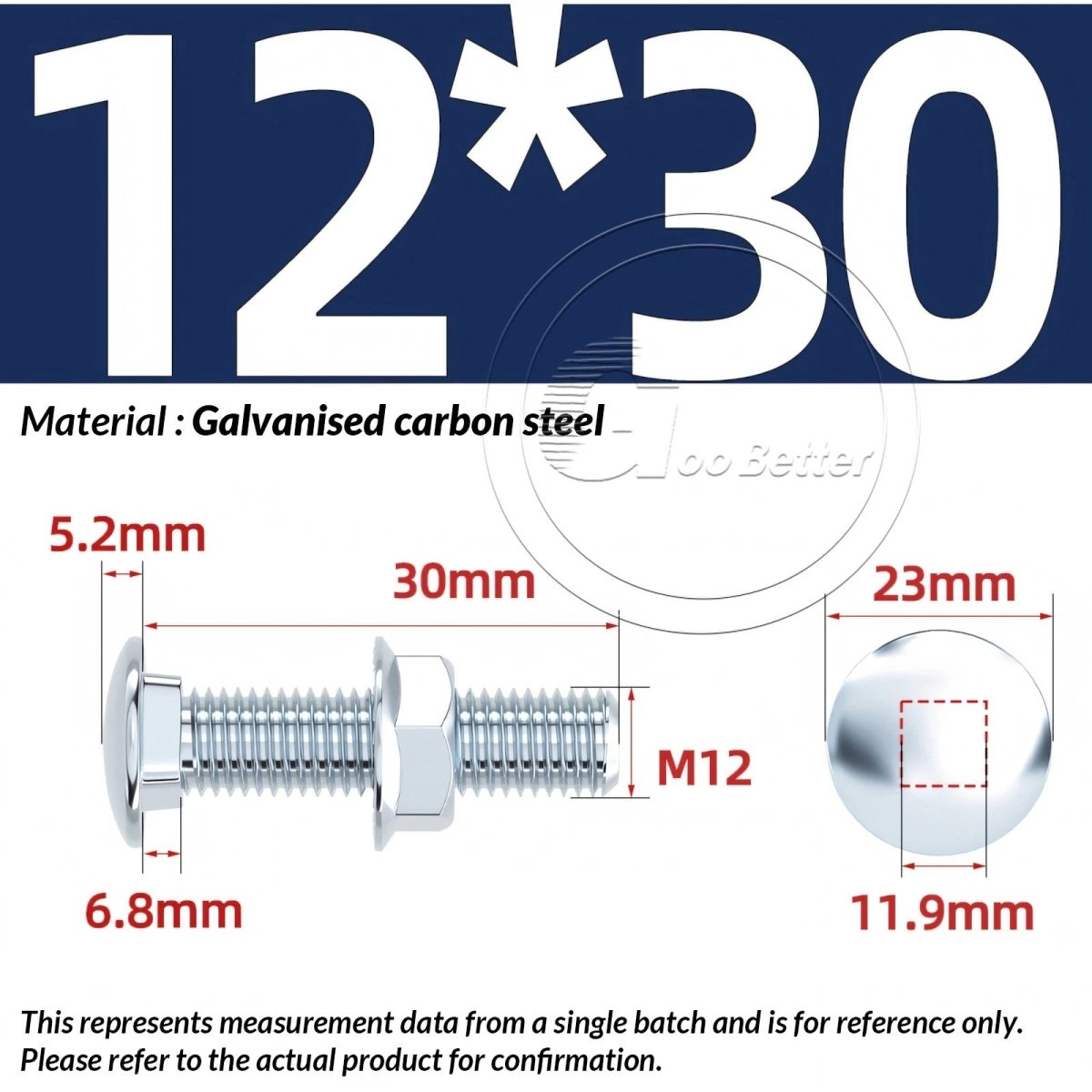 M8 M10 M12 Carriage Bolts with Hex Nuts — Zinc - Plated Steel, Full & Partial Thread - HomeDIYer