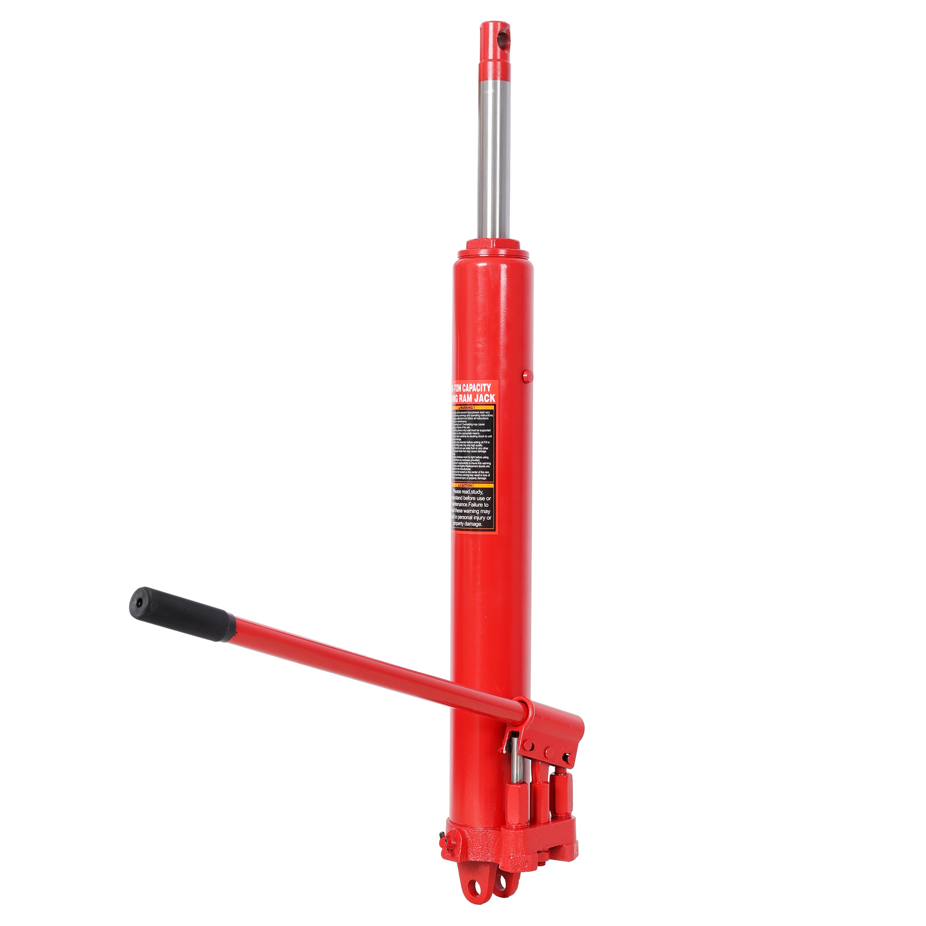 8 Ton Hydraulic Long Ram Jack with Clevis Base, Single or Dual Piston Pump, 16,000 lb Capacity, Fits Engine Hoists & Shop Cranes, Red