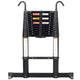 12.5FT Telescopic Aluminum Ladder — 330 lb Capacity, Slow‑Down Safety, Stabilizer & Hooks, Black