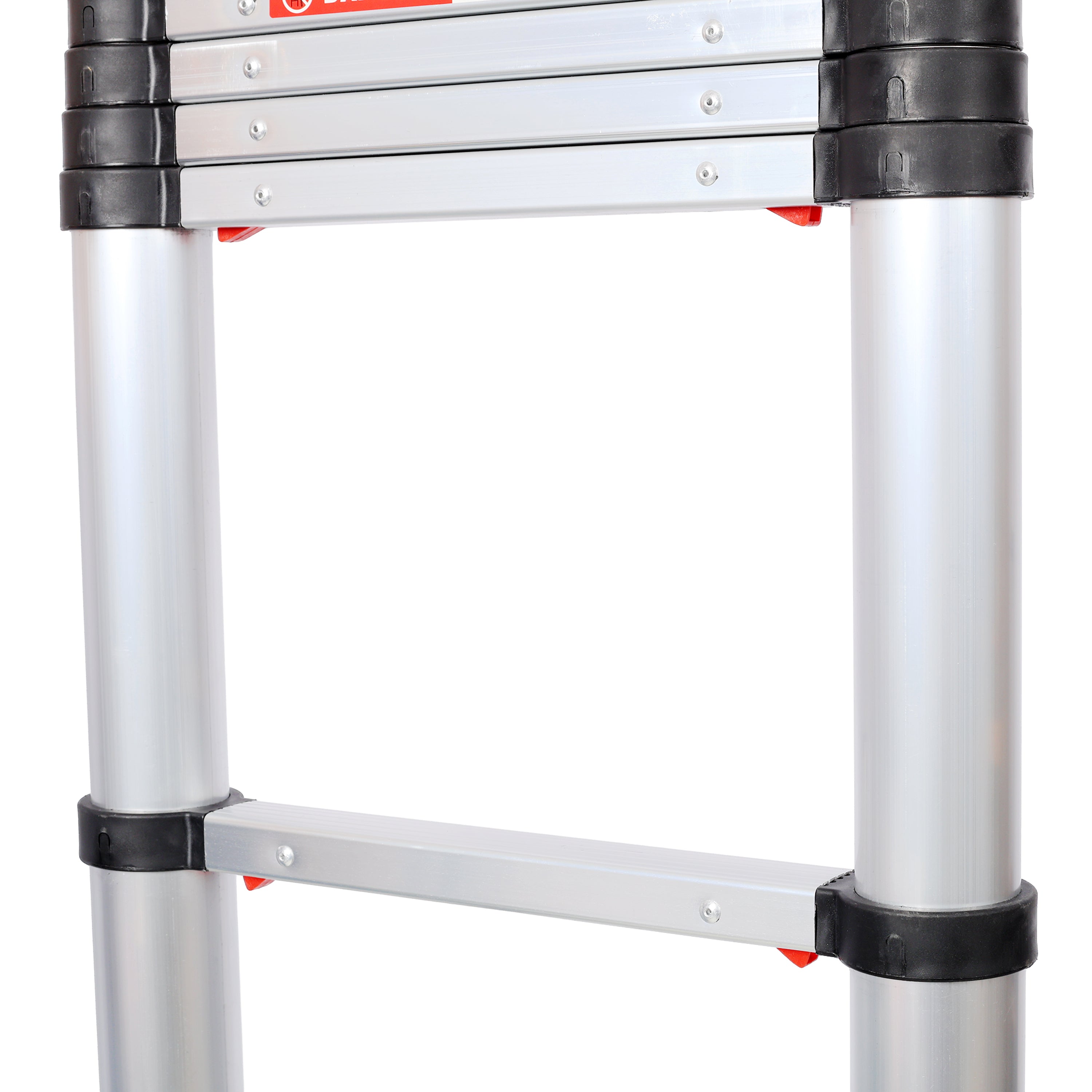 12.5FT Telescopic Aluminum Ladder with Slow‑Down Safety & Stabilizer — 330 lb Capacity, Silver