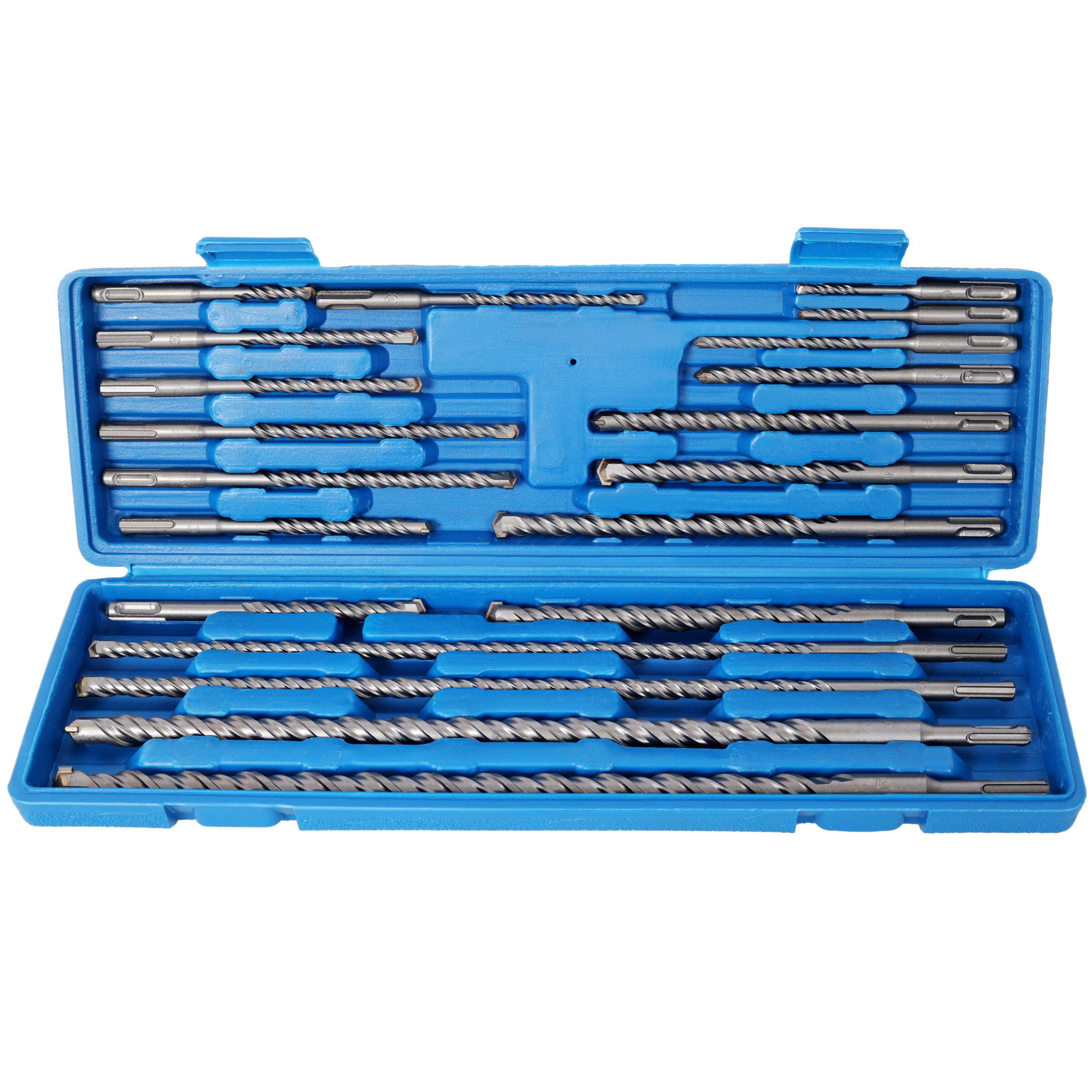 20‑Piece SDS Plus Hammer Drill Bit Set — Carbide Tipped, for Concrete, Stone & Brick, Blue Case