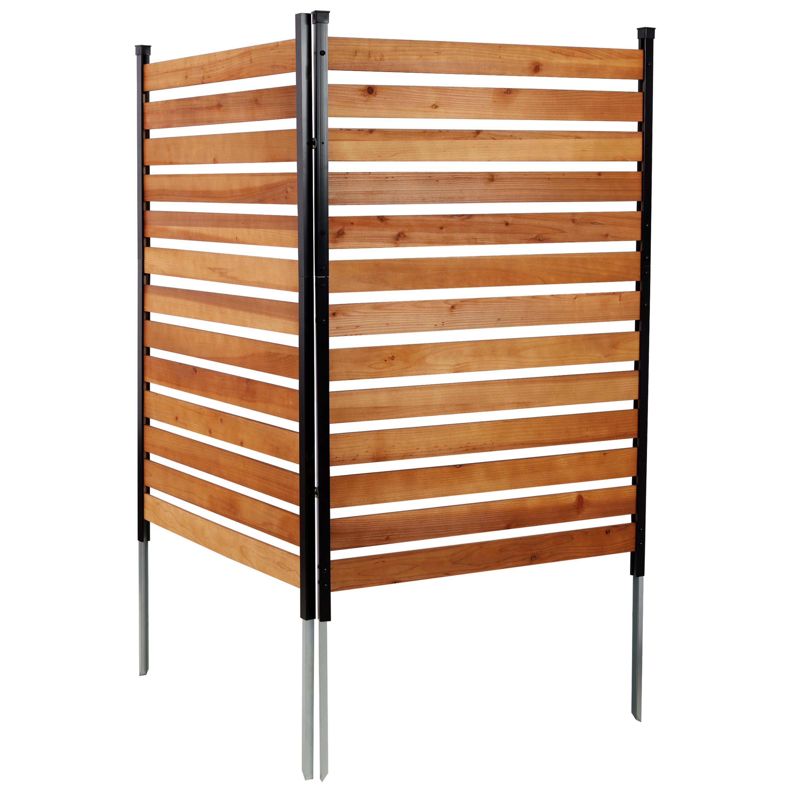 2‑Panel Solid Wood Outdoor Privacy Screen — 38" W x 76" H Each, AC Fence & Trash Can Enclosure, Brown