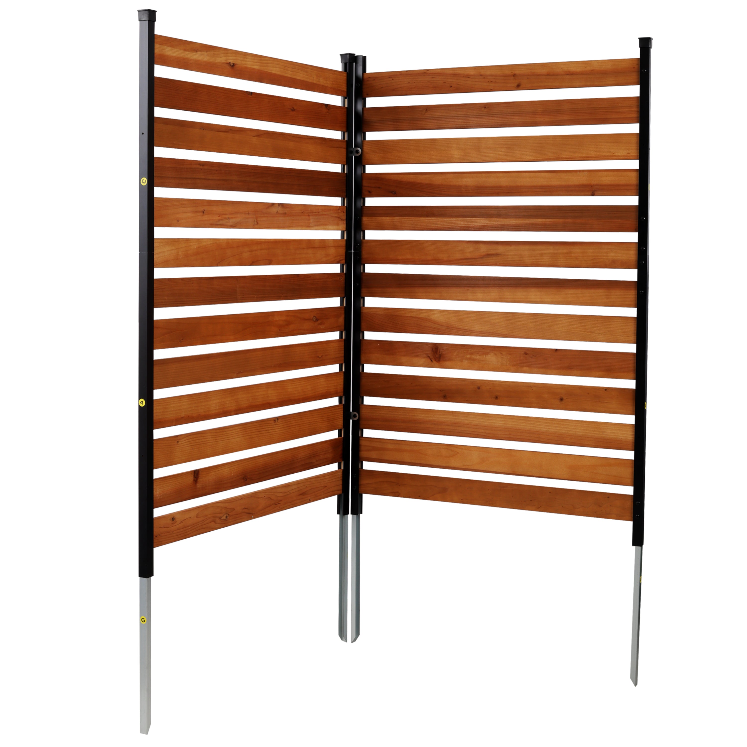 2‑Panel Solid Wood Outdoor Privacy Screen — 38" W x 76" H Each, AC Fence & Trash Can Enclosure, Brown