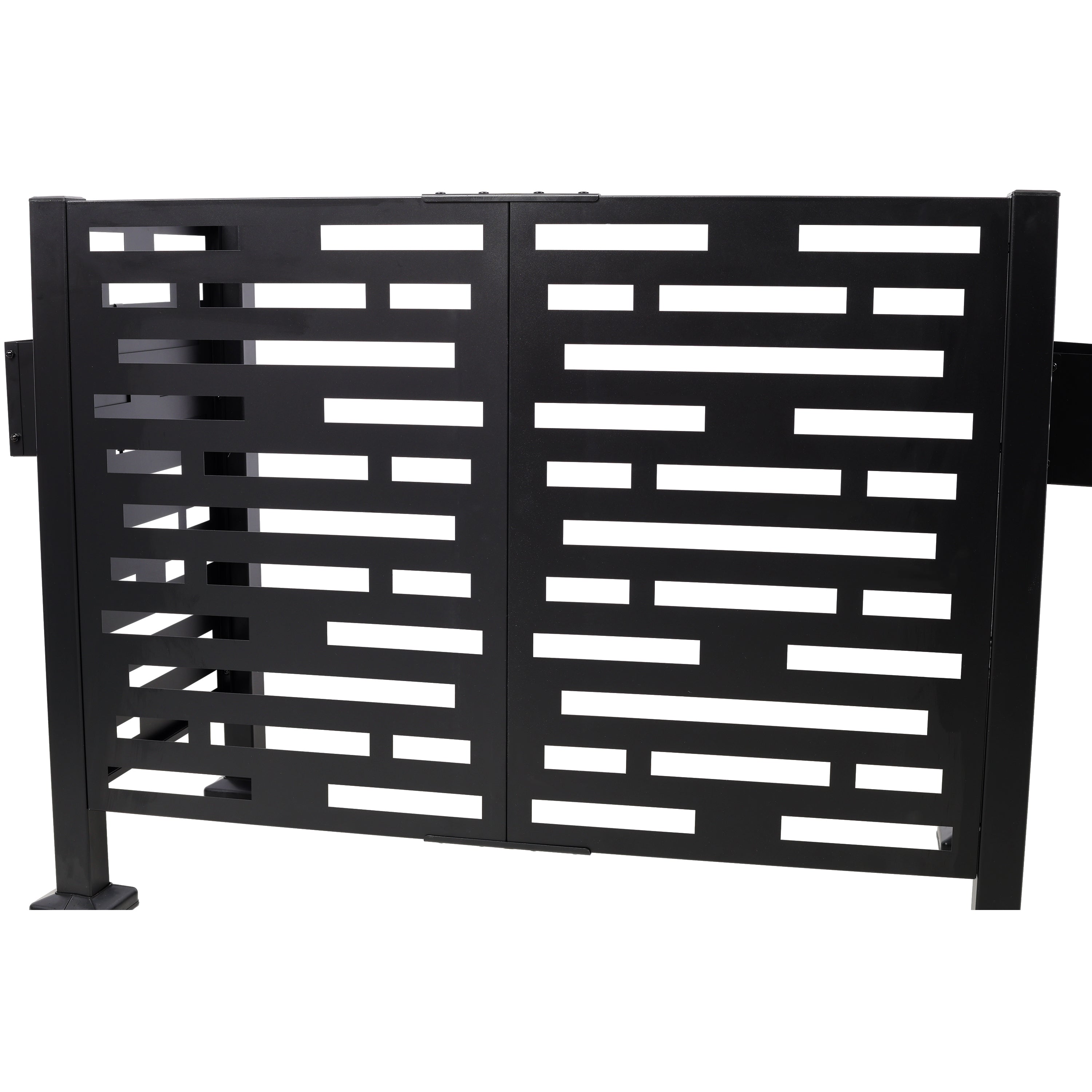 4 x 2 FT Metal Privacy Fence with Planter Boxes — AC Unit & Trash Can Screen, Black
