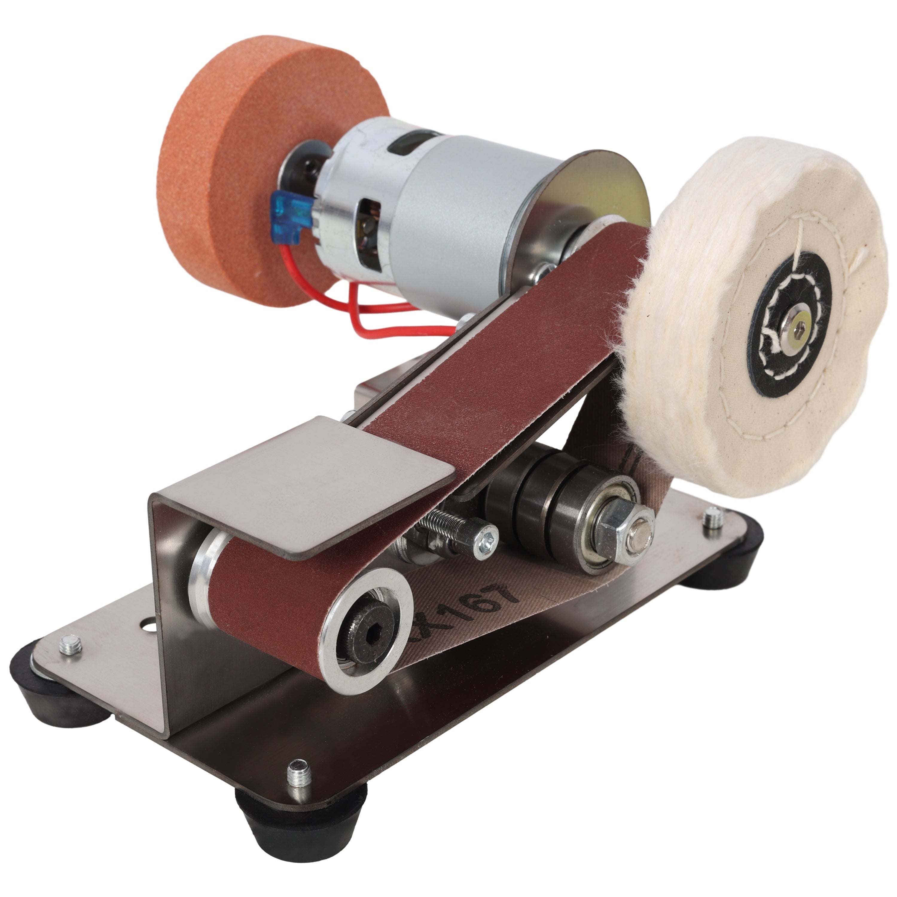 Mini Belt Sander, Electric Small Sander Knife Making Supplies, 7 Adjustable Speed Electric Knife Sharpener, Power Belt Grinder for Woodworking, Metal Working DIY