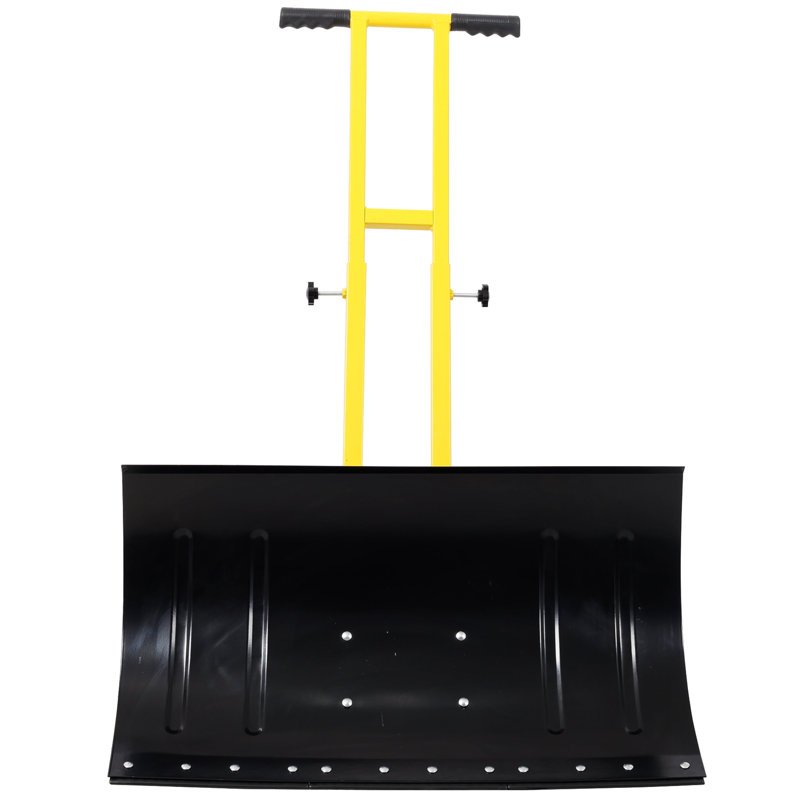 Dual Bar Snow Shovel with Wheels, Snow Pusher, Adjustable Length handle, Adjustable Angle Handle & Blade Snow Removal Tool, 29" Blade, 10" Wheels,Yellow