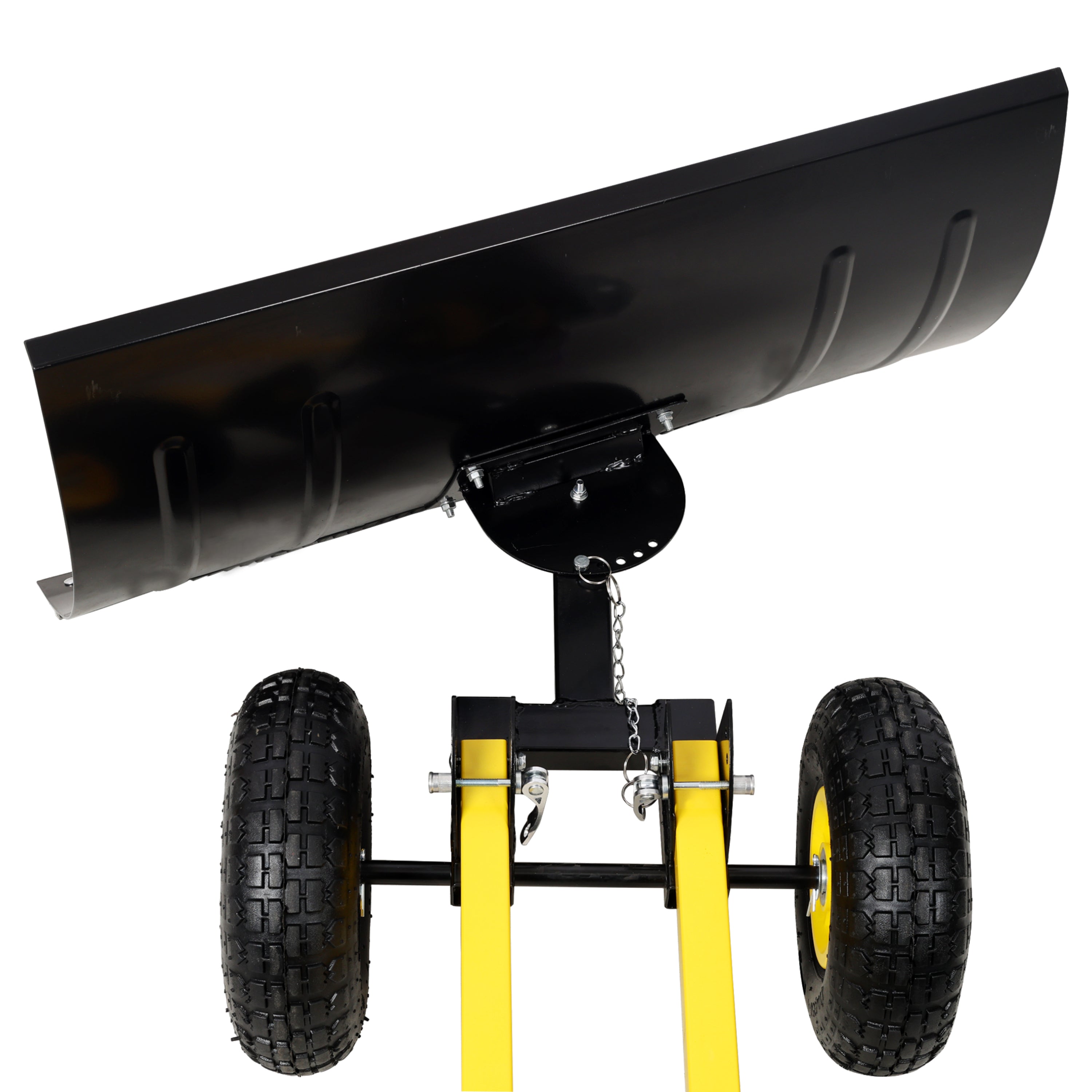Dual Bar Snow Shovel with Wheels, Snow Pusher, Adjustable Length handle, Adjustable Angle Handle & Blade Snow Removal Tool, 29" Blade, 10" Wheels,Yellow