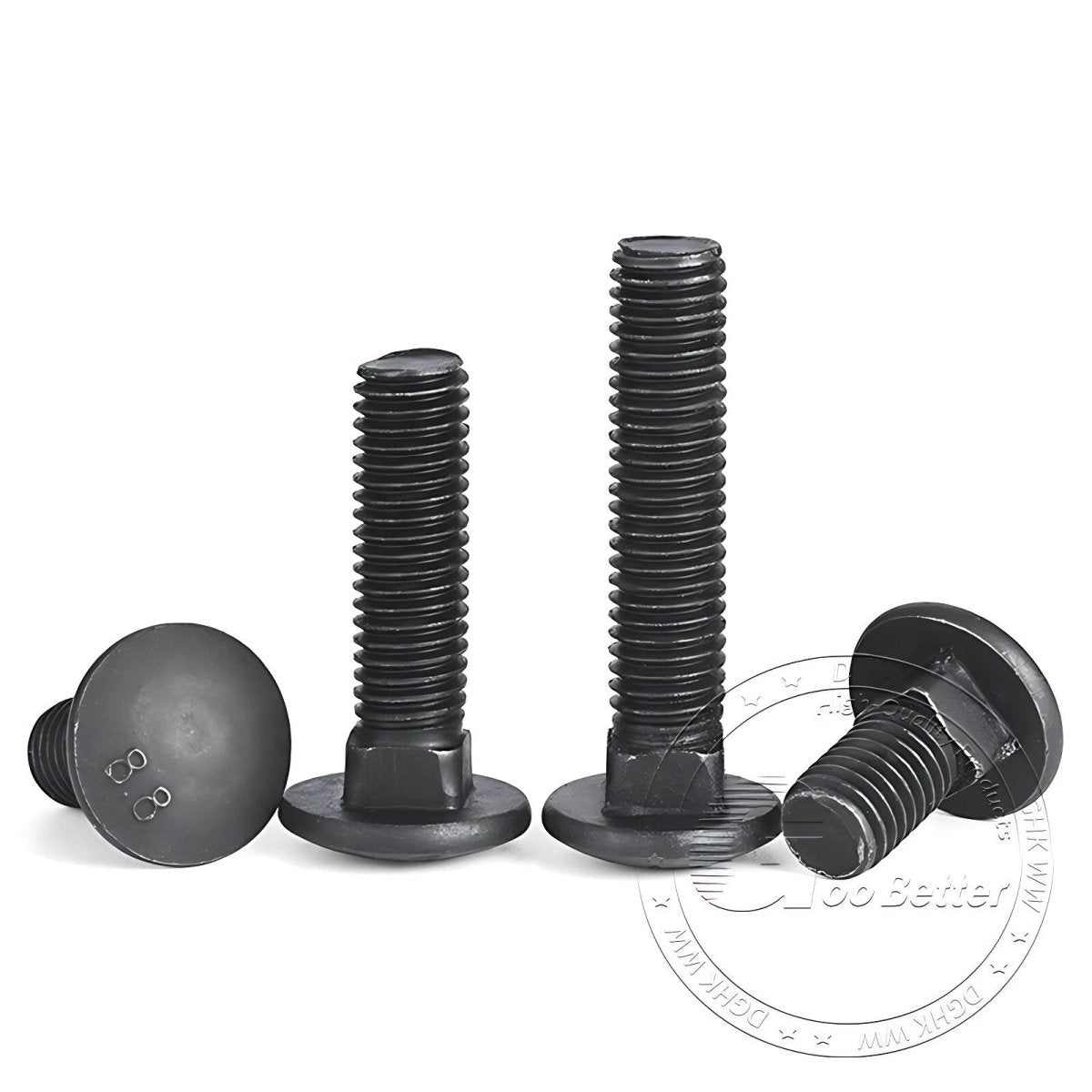 Black 8.8 Grade Steel Carriage Bolts | Cup Square Dome Head | M6–M24 - HomeDIYer