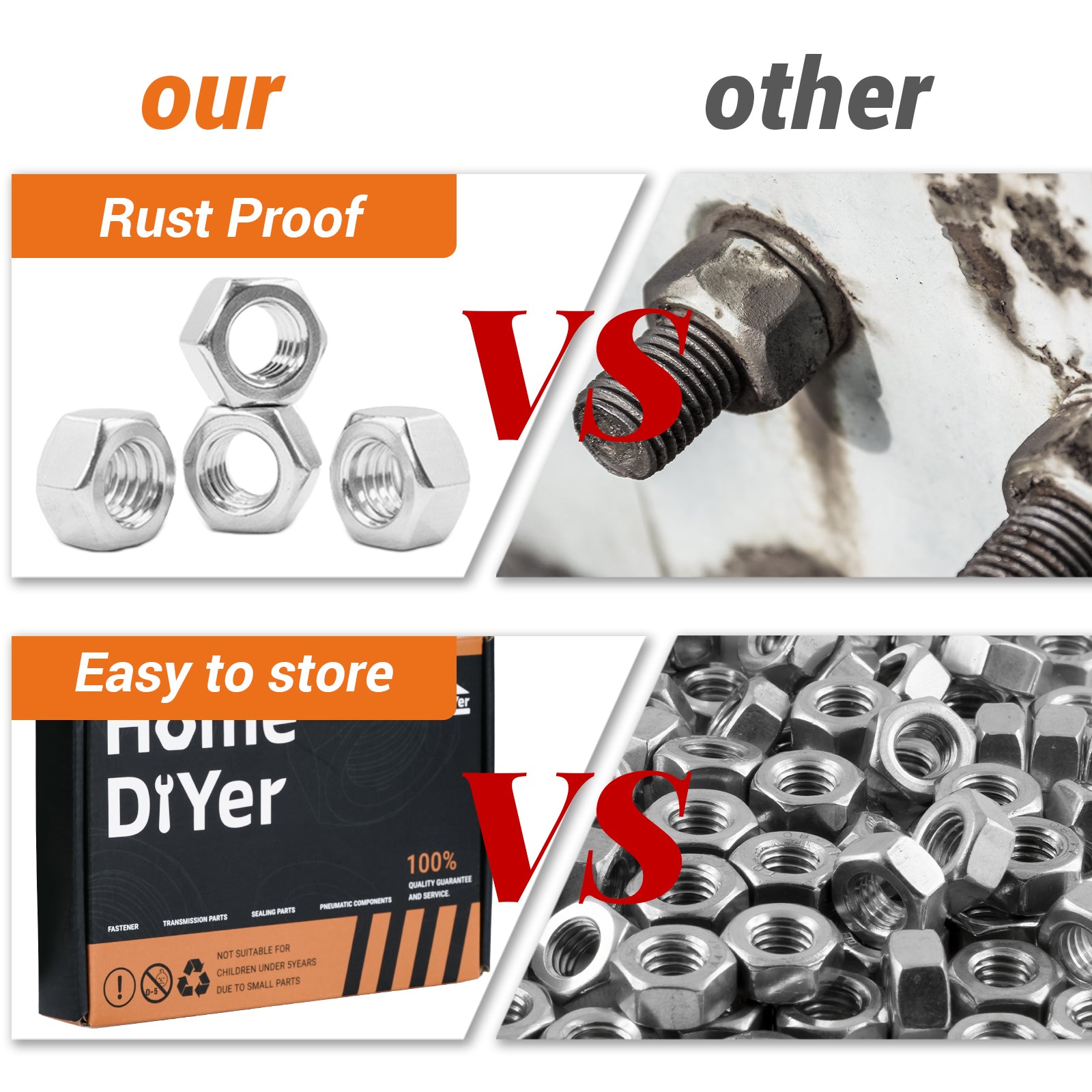 HEXAGON FULL NUTS TO FIT METRIC BOLTS A2 STAINLESS STEEL M3 M4 M5 M6 M8 M10 M12