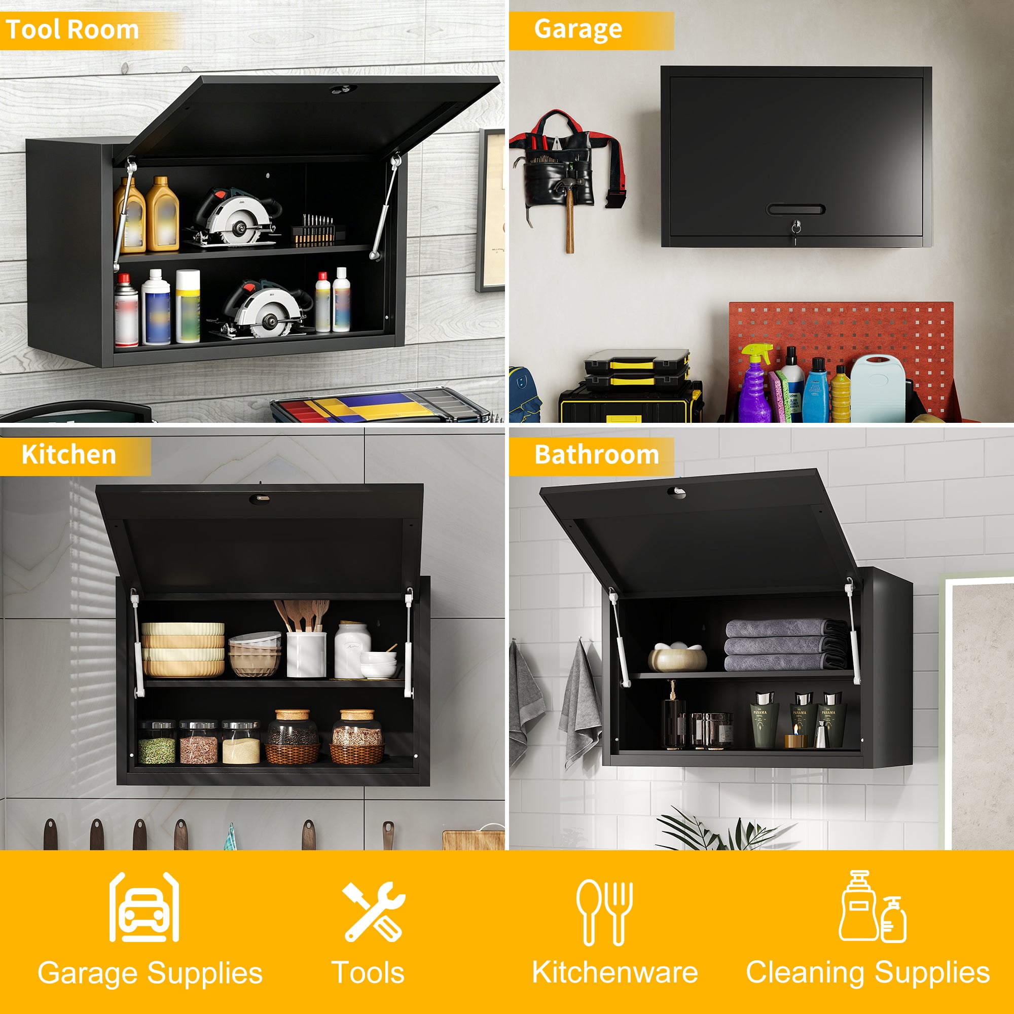 Heavy Duty Wall Mounted Tool Storage Cabinet – Steel Metal Garage Cabinet for Workshop, Basement, Kitchen