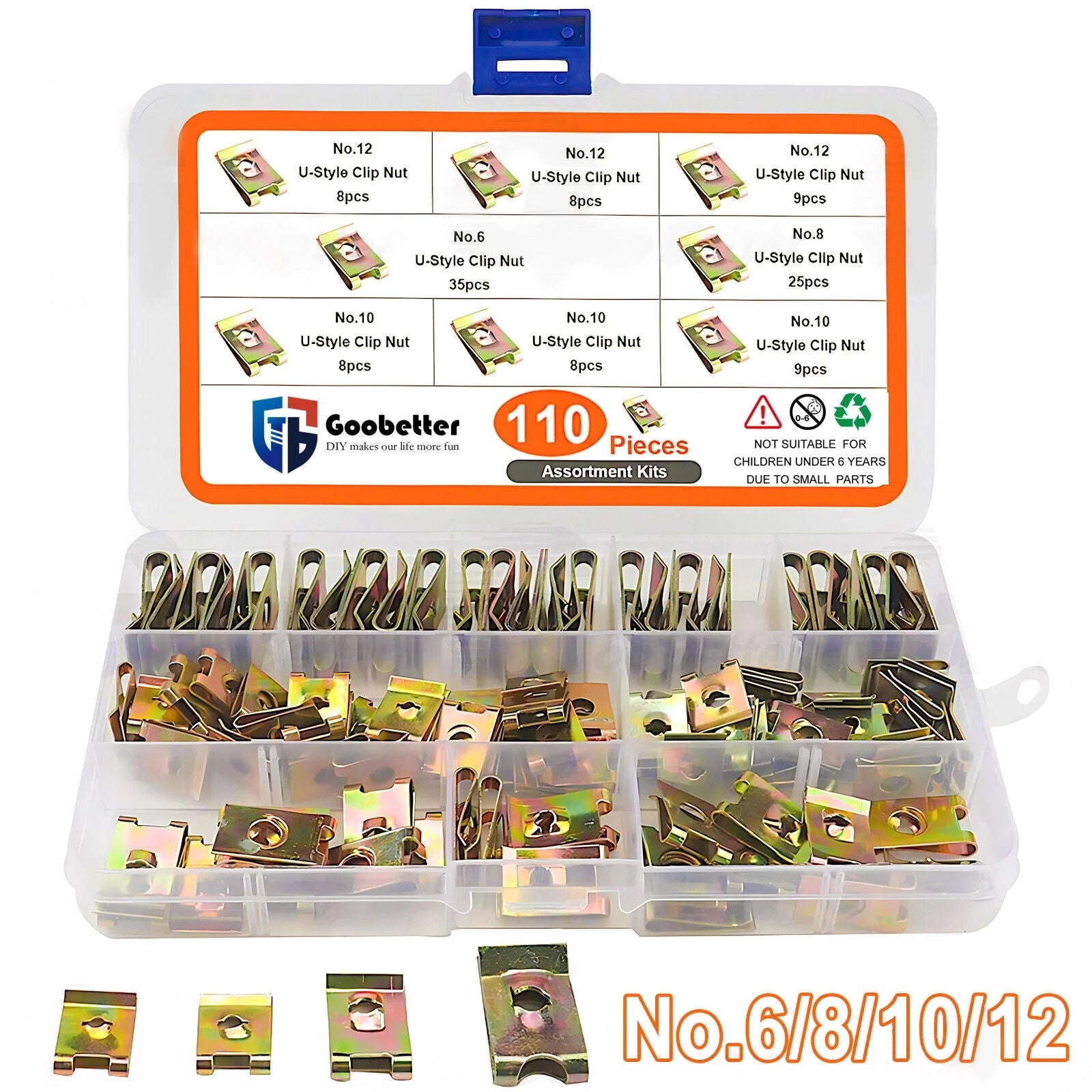 110Pc Auto Car U Type Nut Clip Kit Fastener Replacement Dash Door Panel Interior - HomeDIYer
