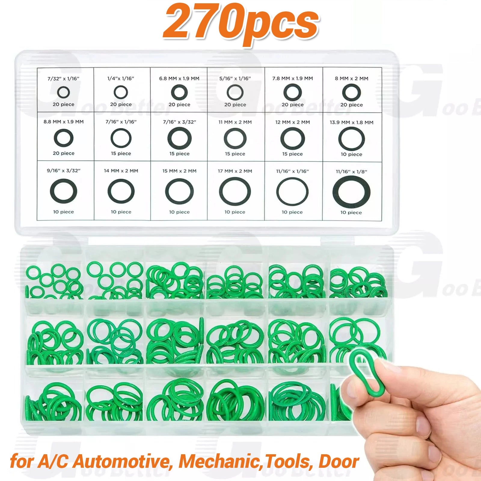 270pcs O - Ring Sealing Gasket A/C Compressor All Size HNBR O - Rings Assortment Kit - HomeDIYer