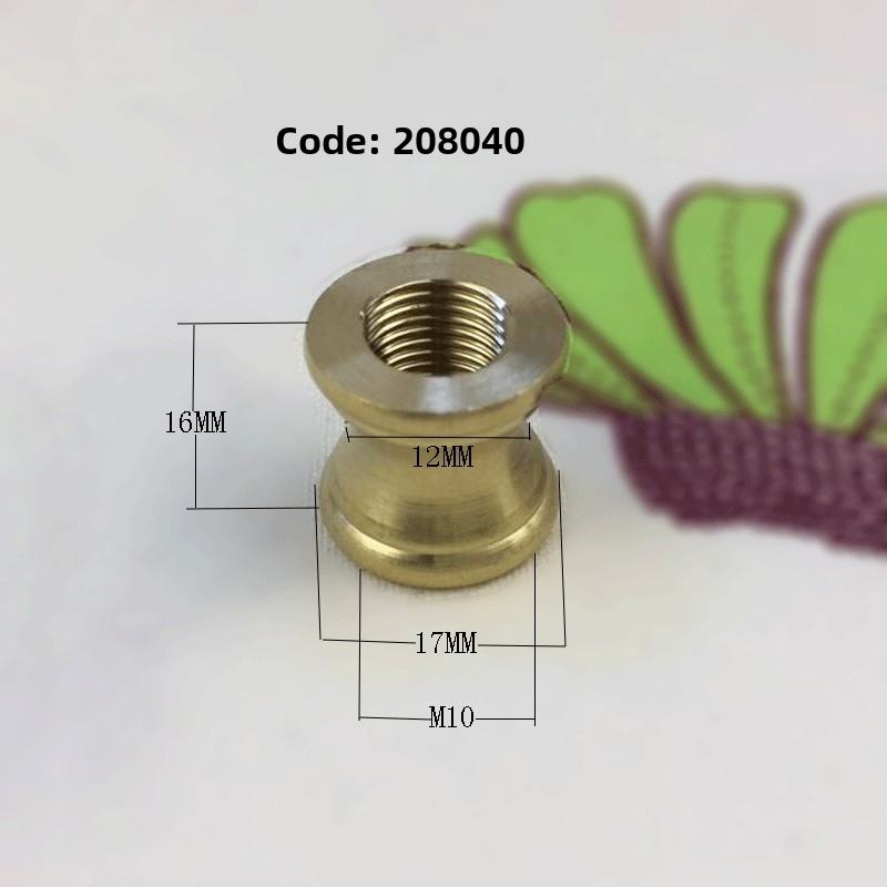 Solid Brass M10 I‑Connector with T‑Washer – 208 Brass Lamp Hardware for Pendant Lights & Fixtures