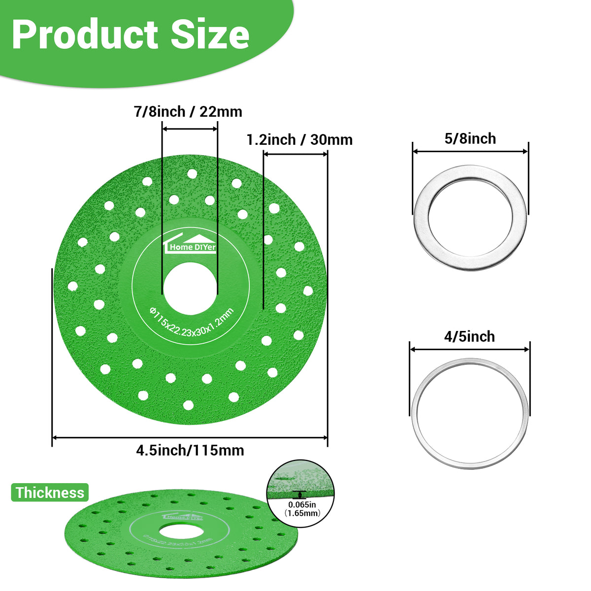 4.5 Inch Diamond Tile Cutting Disc for Angle Grinder — 3-Pack, Fits Porcelain, Ceramic, Glass & Marble
