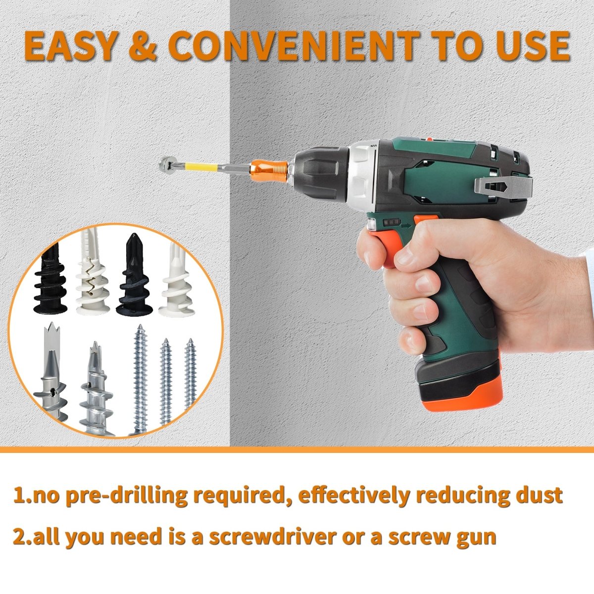 242Pcs DryWall Anchors and Nylon Plastic Assortment Screws Kit - HomeDIYer