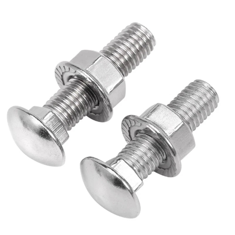 M3 M4 M5 Carriage Bolts with Hex Flange Nuts — A2 Stainless Steel