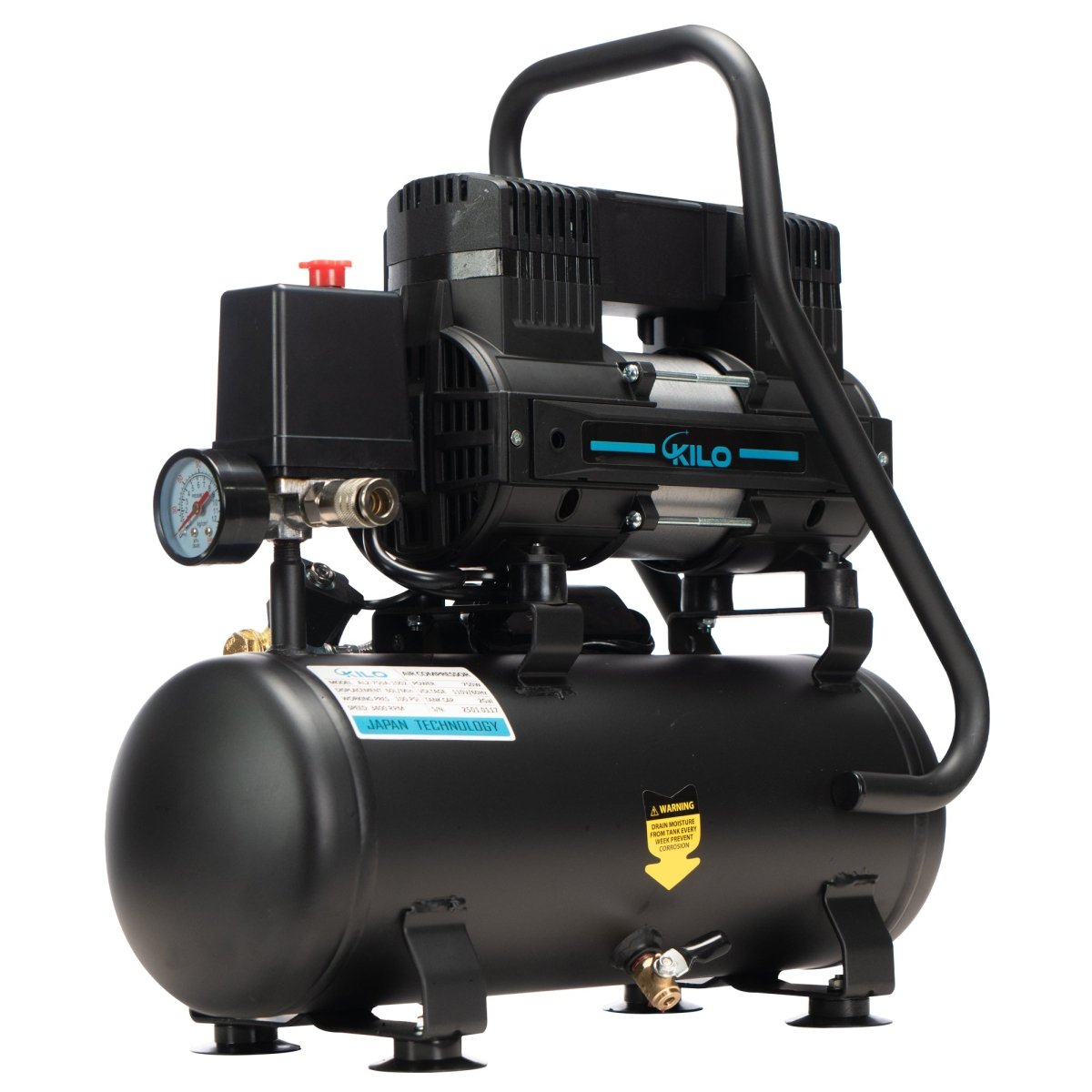 2 Gallon Oil Free Air Compressor, 1.0HP, Max.115 PSI Pressure, 65dB Ultra Quiet Compressor for Auto Repair, Tire Inflation, Spray Painting, Woodwork Nailing - HomeDIYer