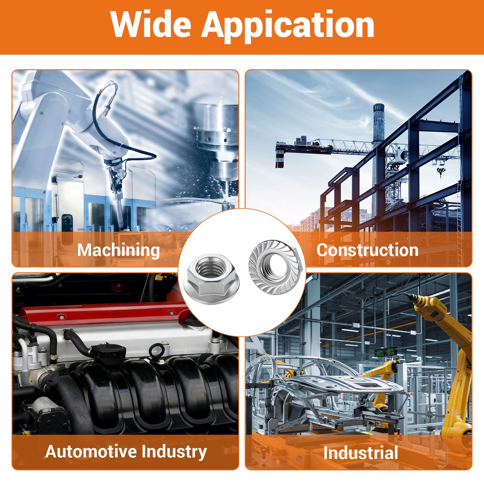 FLANGED NUTS SERRATED FLANGE STAINLESS STEEL METRIC M3 M4 M5 M6 M8 M10 M12 M16