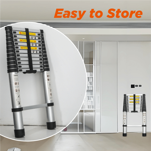 Telescoping Ladder 16.5FT, Telescopic Extension Ladder, Aluminum Alloy Folding Ladder Portable Multi - Purpose for Indoor Outdoor Work, Heavy Duty 300 lbs Load - HomeDIYer