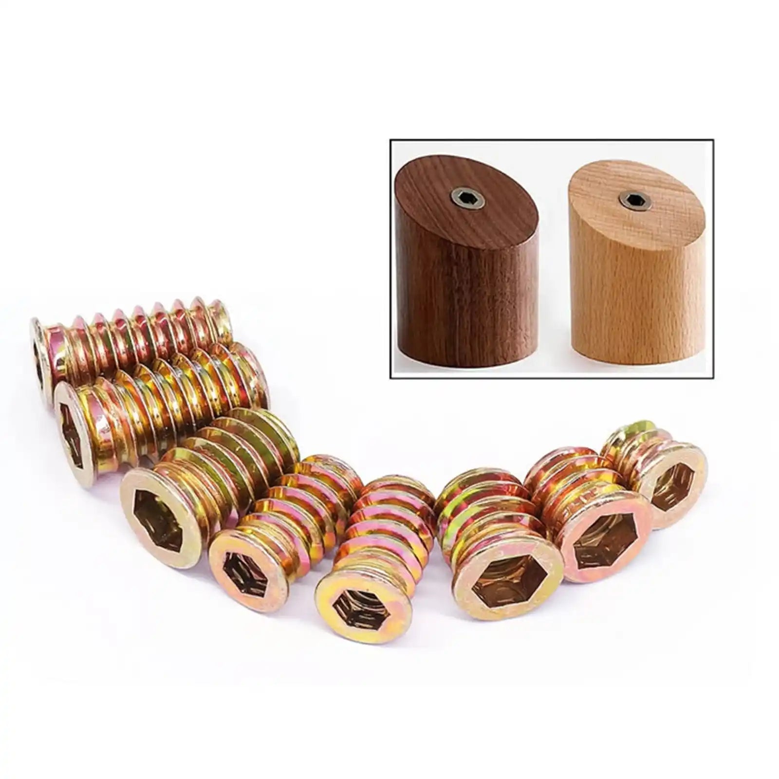 162Pcs Threaded Wood Inserts Kit - Carbon Steel Zinc Plated Furniture Nuts - HomeDIYer