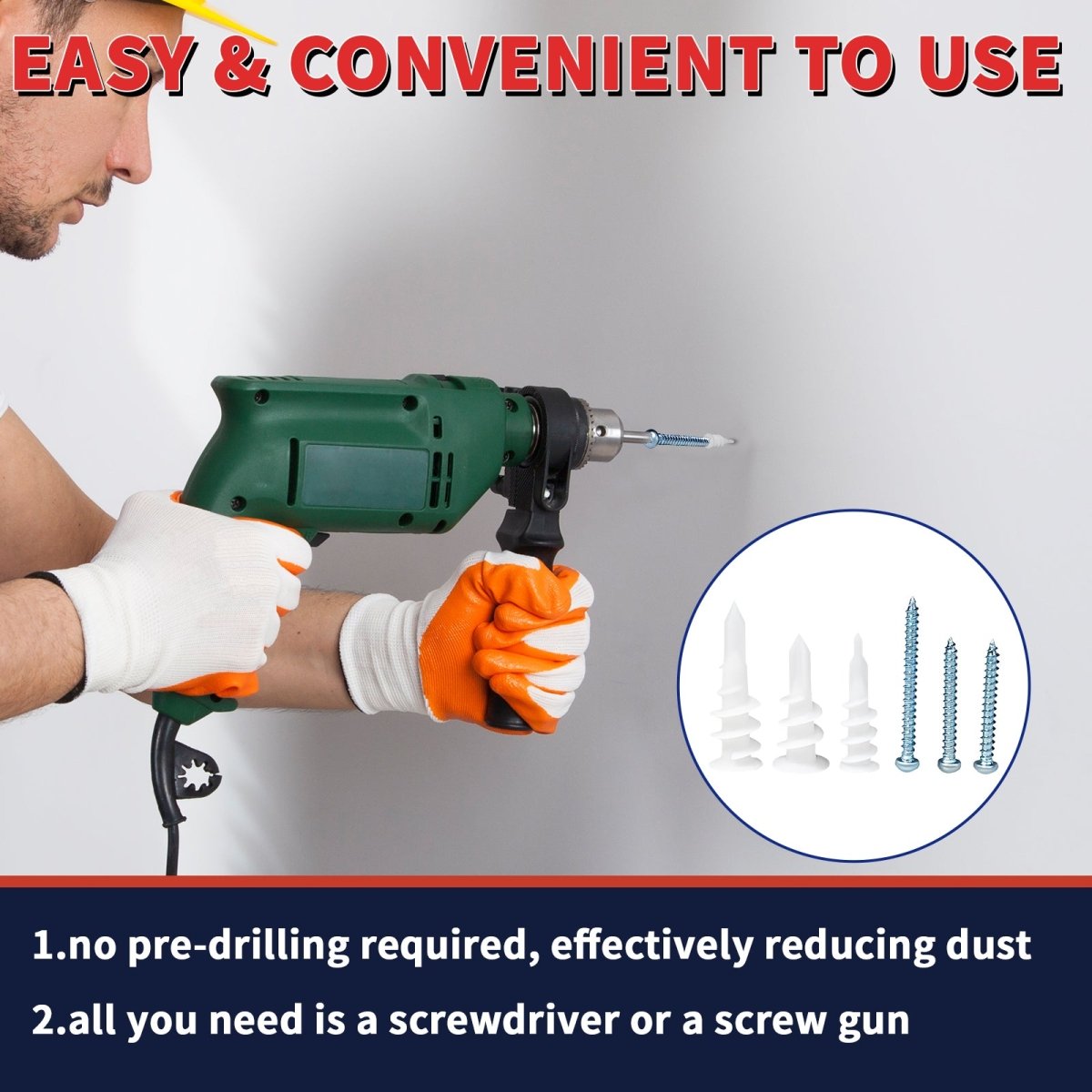 320Pcs Drywall Anchors Self Drilling Hollow Wall Anchors with Screws Kit - HomeDIYer