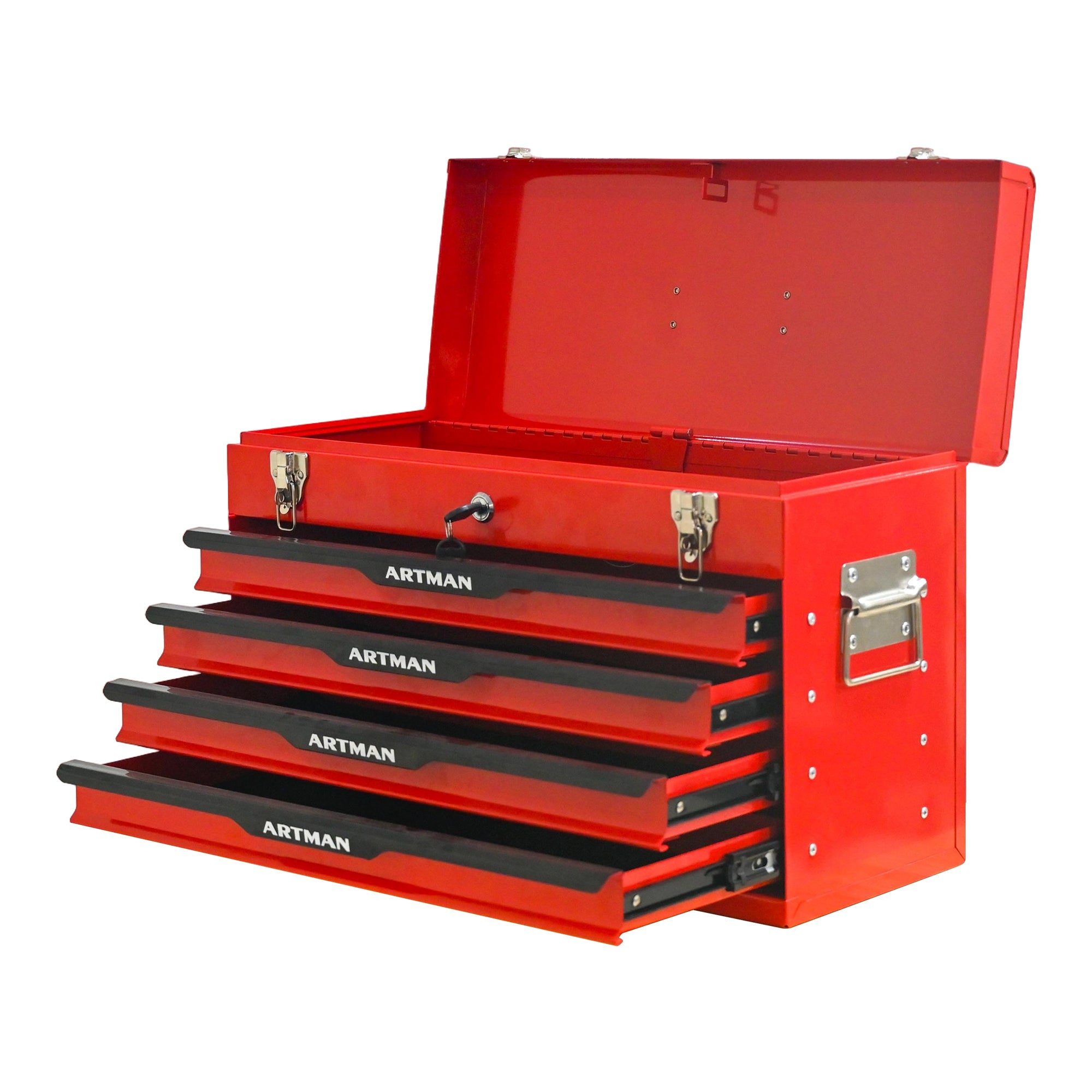 20-inch Steel Tool Box with Drawers – Red Portable Tool Storage Organizer