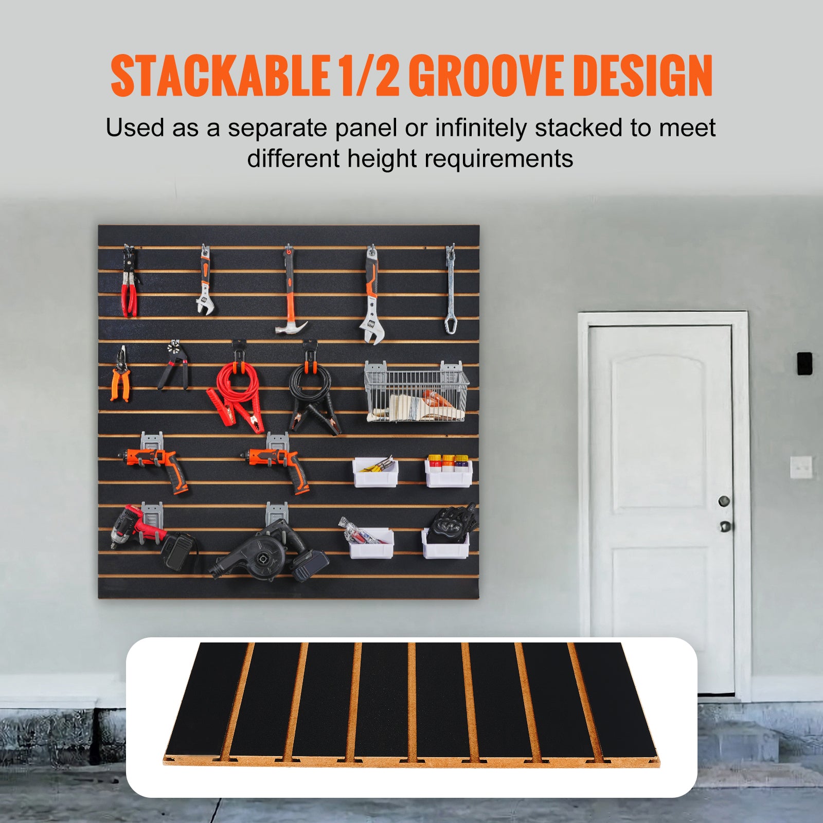Slatwall Panels, 4 ft x 2 ft Black Garage Wall Panels 24"H x 48"L (Set of 2 Panels), Heavy Duty Garage Wall Organizer Panels Display for Retail Store, Garage Wall, and Craft Storage Organization